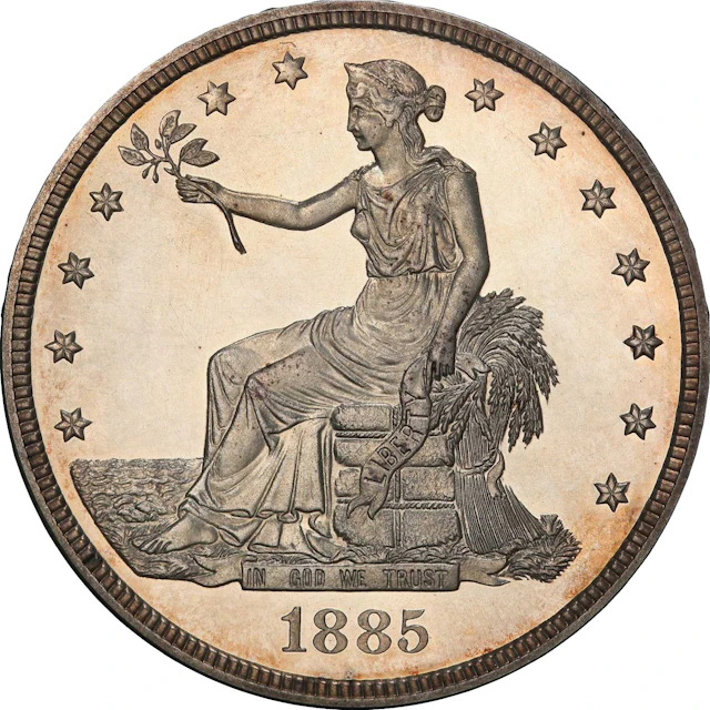 1885 Trade Dollar. JD-1, JK-1. Rarity-7+. Proof-63+ (PCGS). CAC.