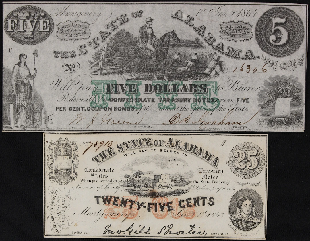 Lot of (2) Montgomery, Alabama. State of Alabama. 1863-64 50 Cents