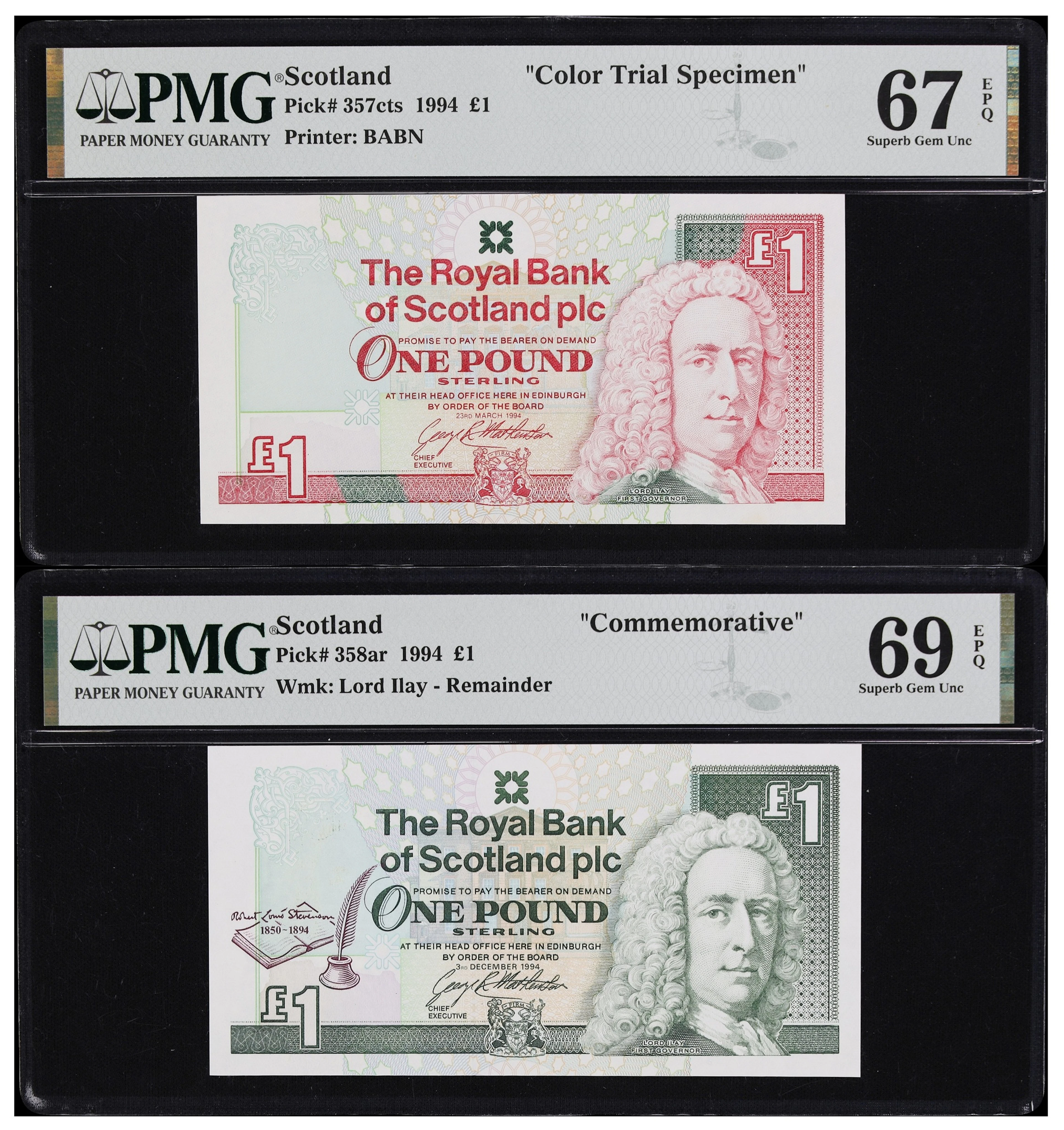 SCOTLAND. Lot of (2). Royal Bank of Scotland plc. 1 Pound, 1994. P-357cts