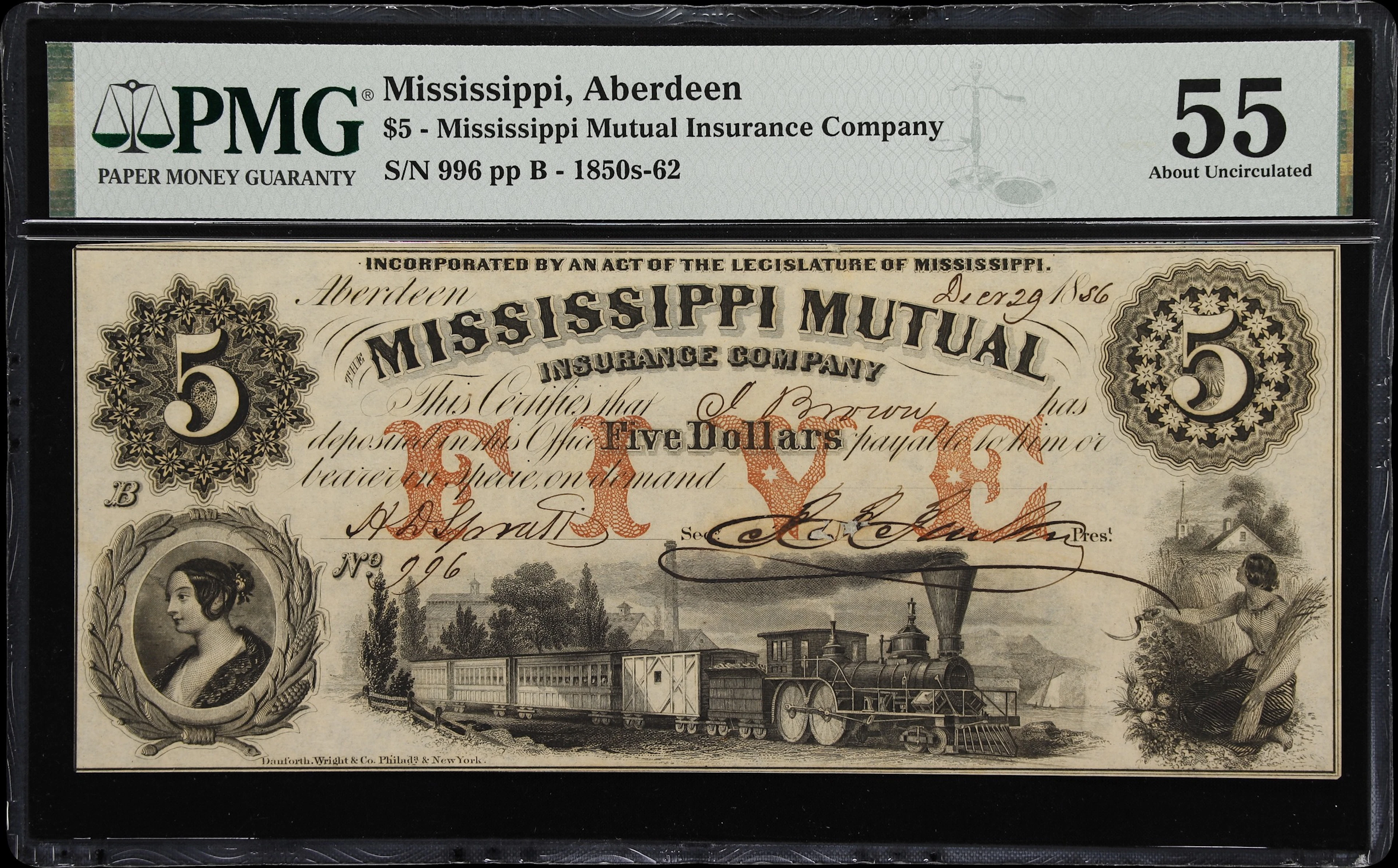 Aberdeen, Mississippi. Mississippi Mutual Insurance Company. 1856
