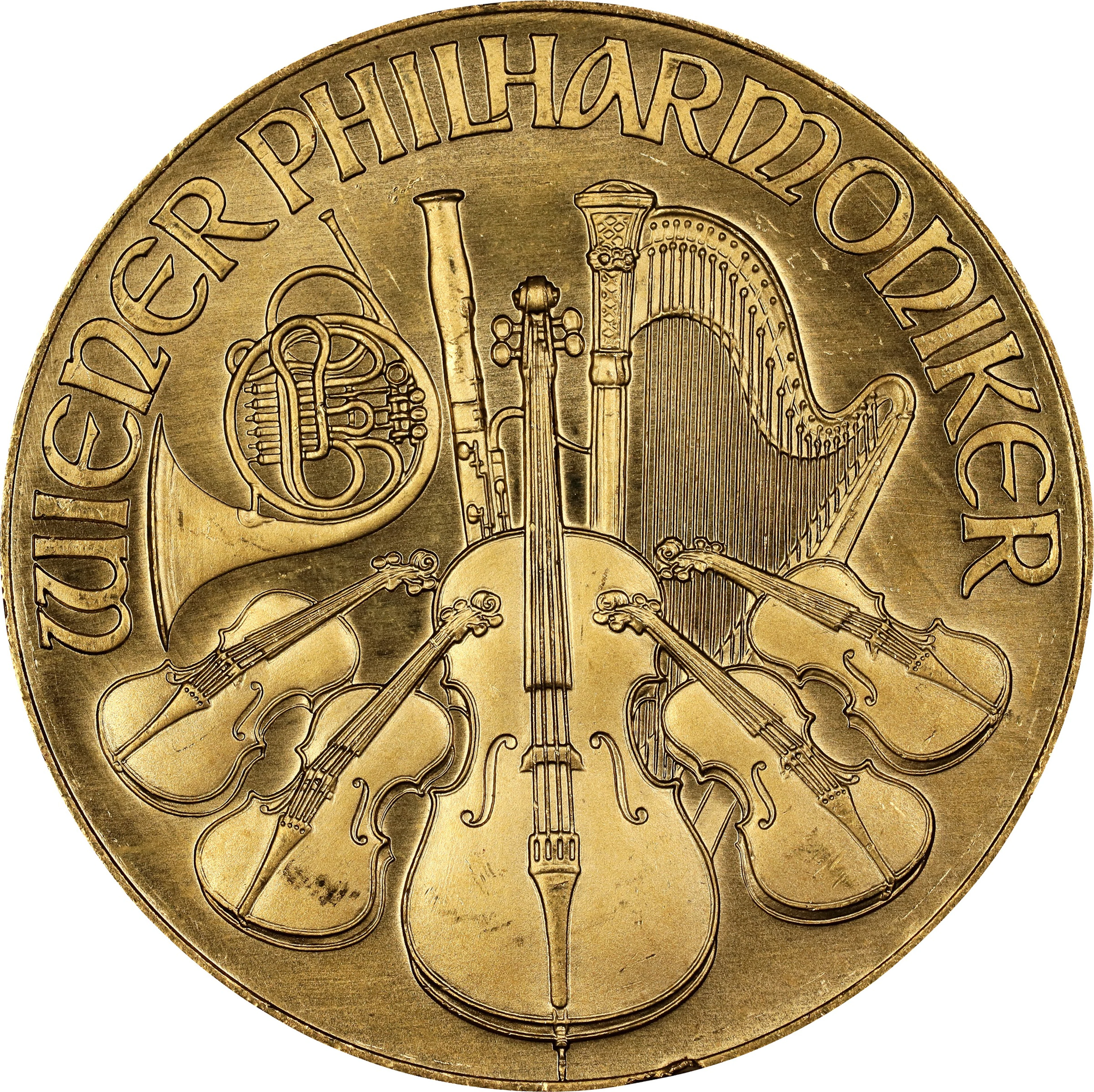 (1 oz, 31.104 g AGW). Austria. 1992 1 oz Gold Philharmonic.
