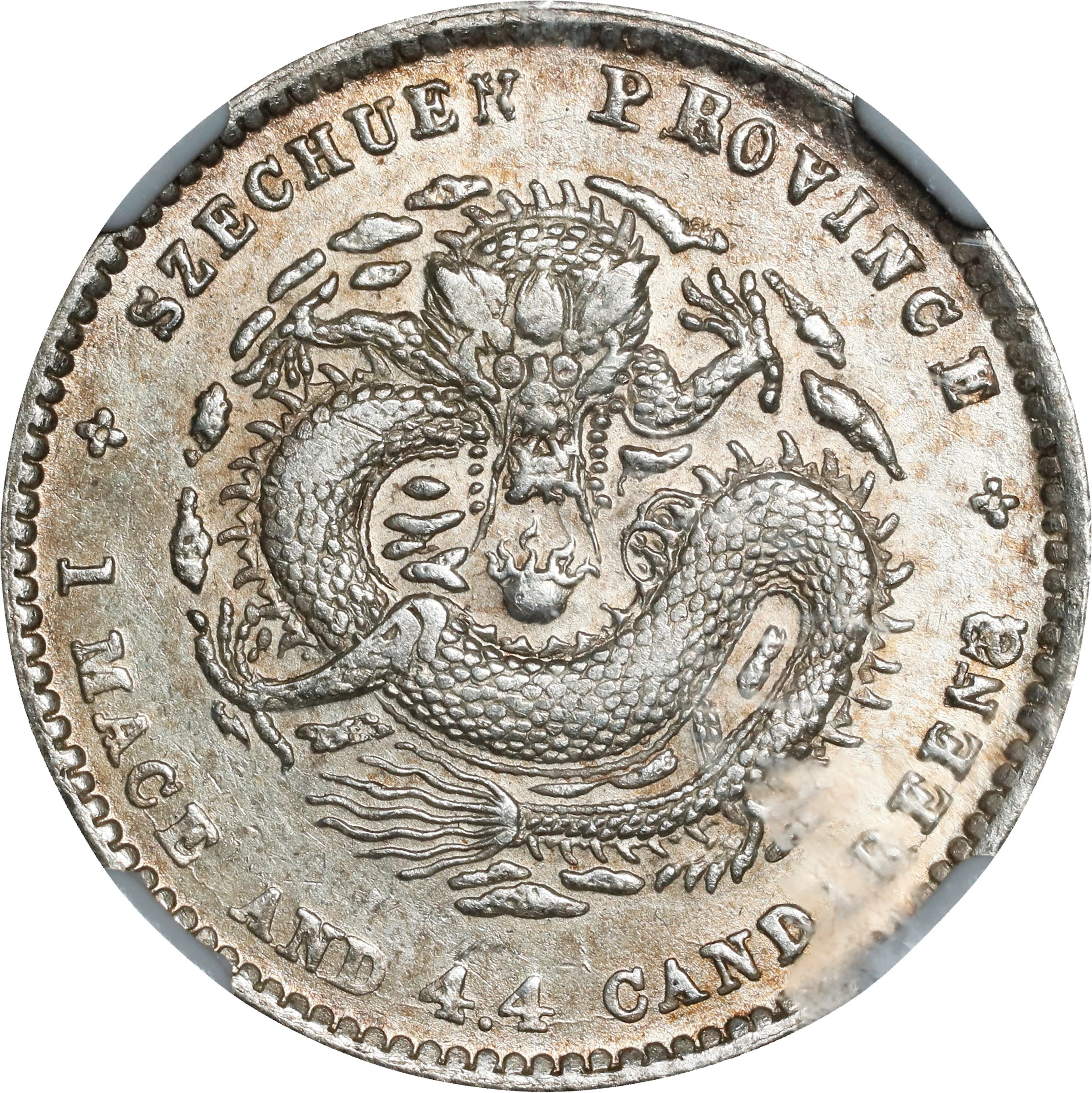 (t) CHINA. Szechuan. 1 Mace 4.4 Candareens (20 Cents), ND (1898-1908).