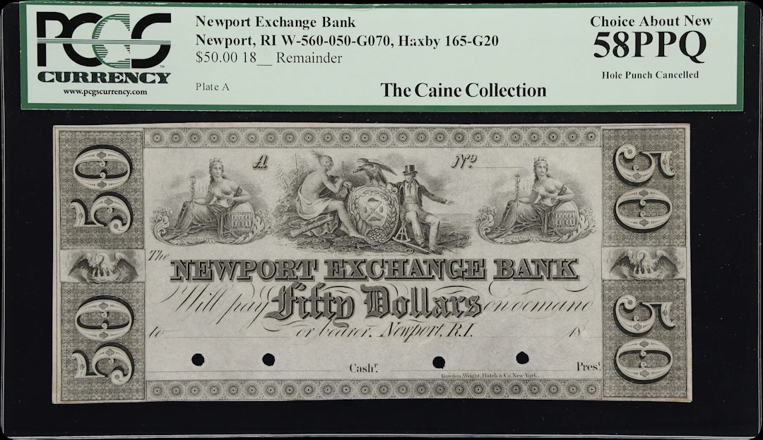 Newport, Rhode Island. Newport Exchange Bank. 18xx $50. PCGS Currency