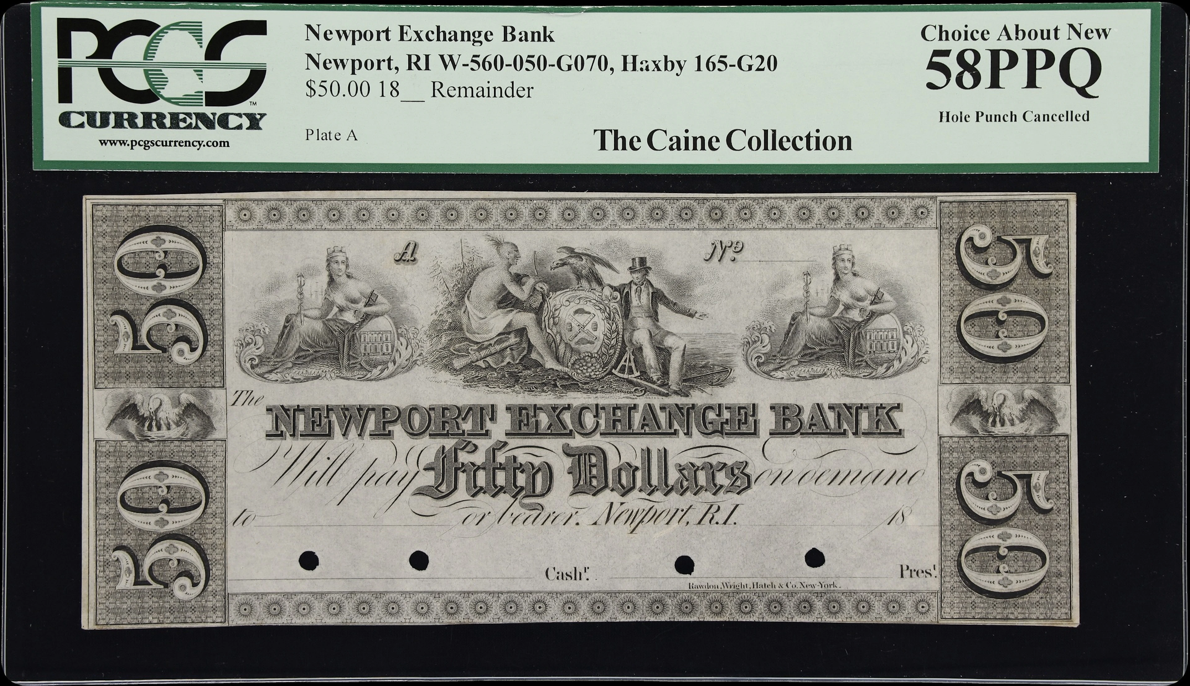 Newport, Rhode Island. Newport Exchange Bank. 18xx $50. PCGS Currency