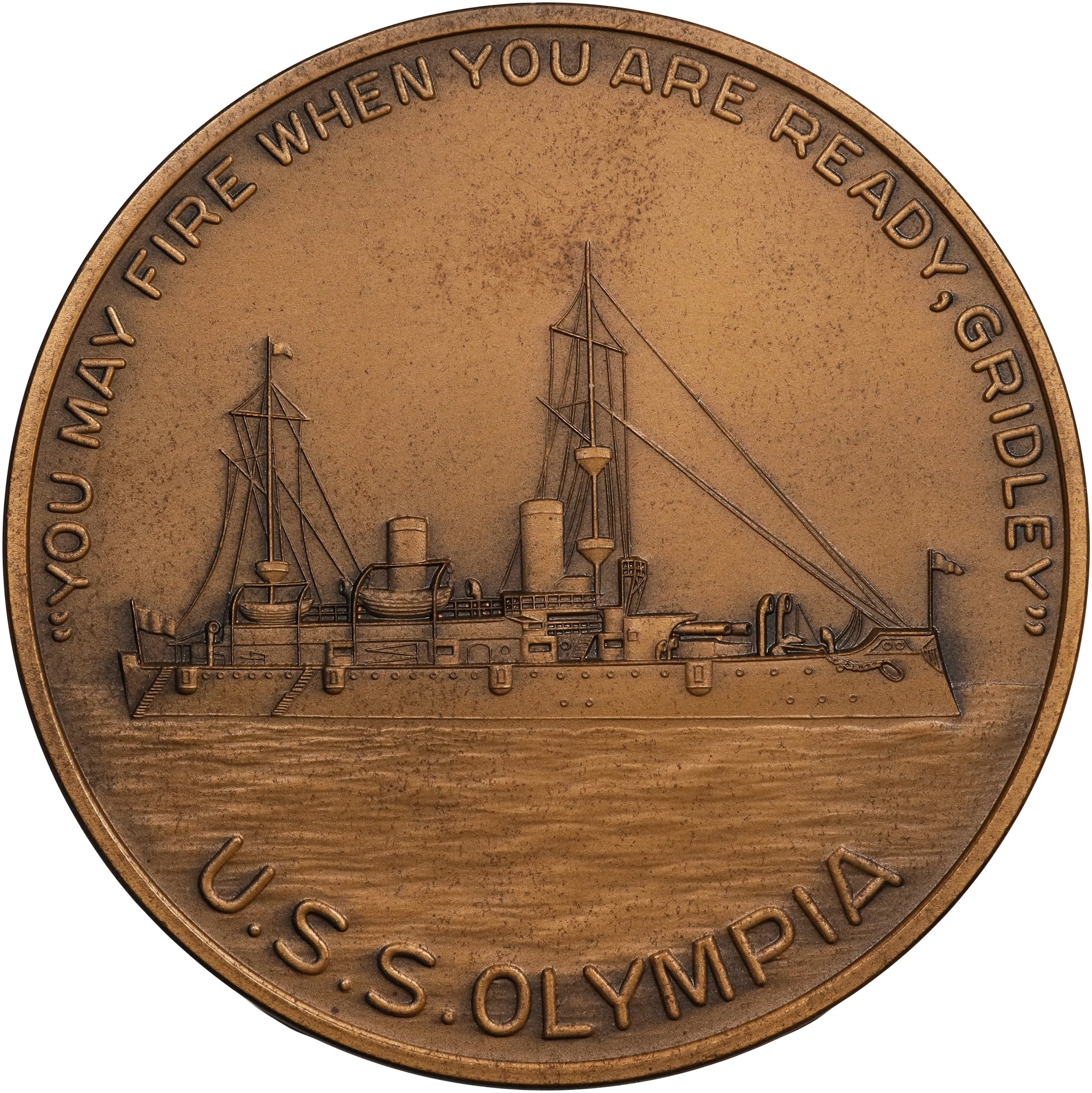 PHILIPPINES. U.S.S. Olympia Bronze Medal, "1898" (1959). UNCIRCULATED.