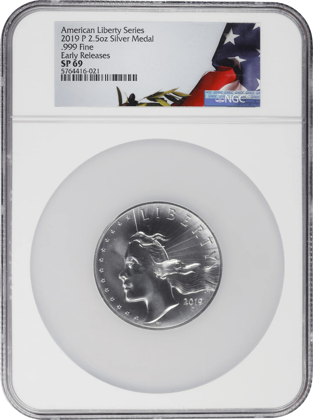 (2.5 oz, 77.76 g ASW). 2019-P American Liberty Series Silver Medal.