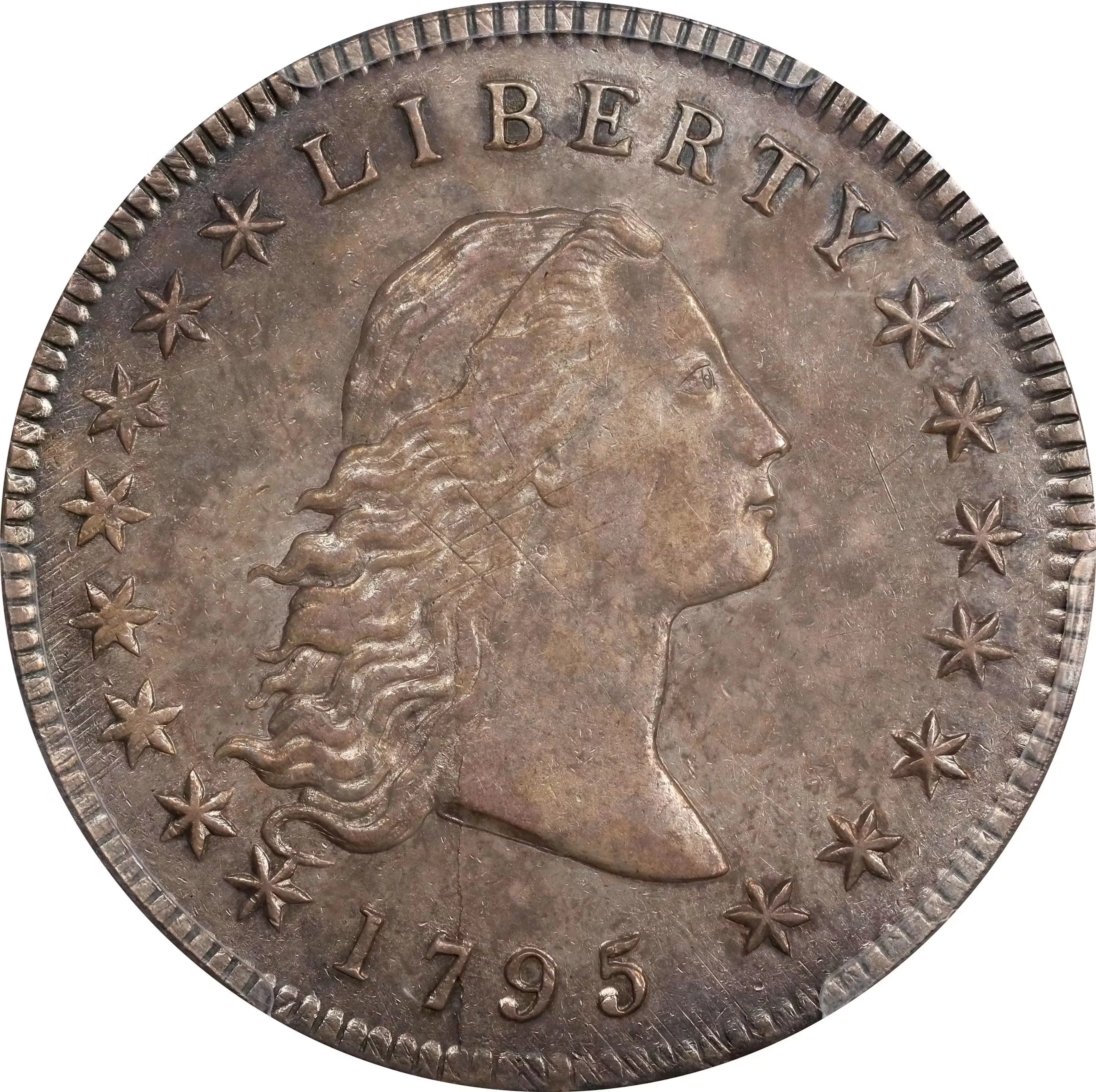1795 Flowing Hair Silver Dollar. BB-26, B-12. Rarity-5. Three Leaves.