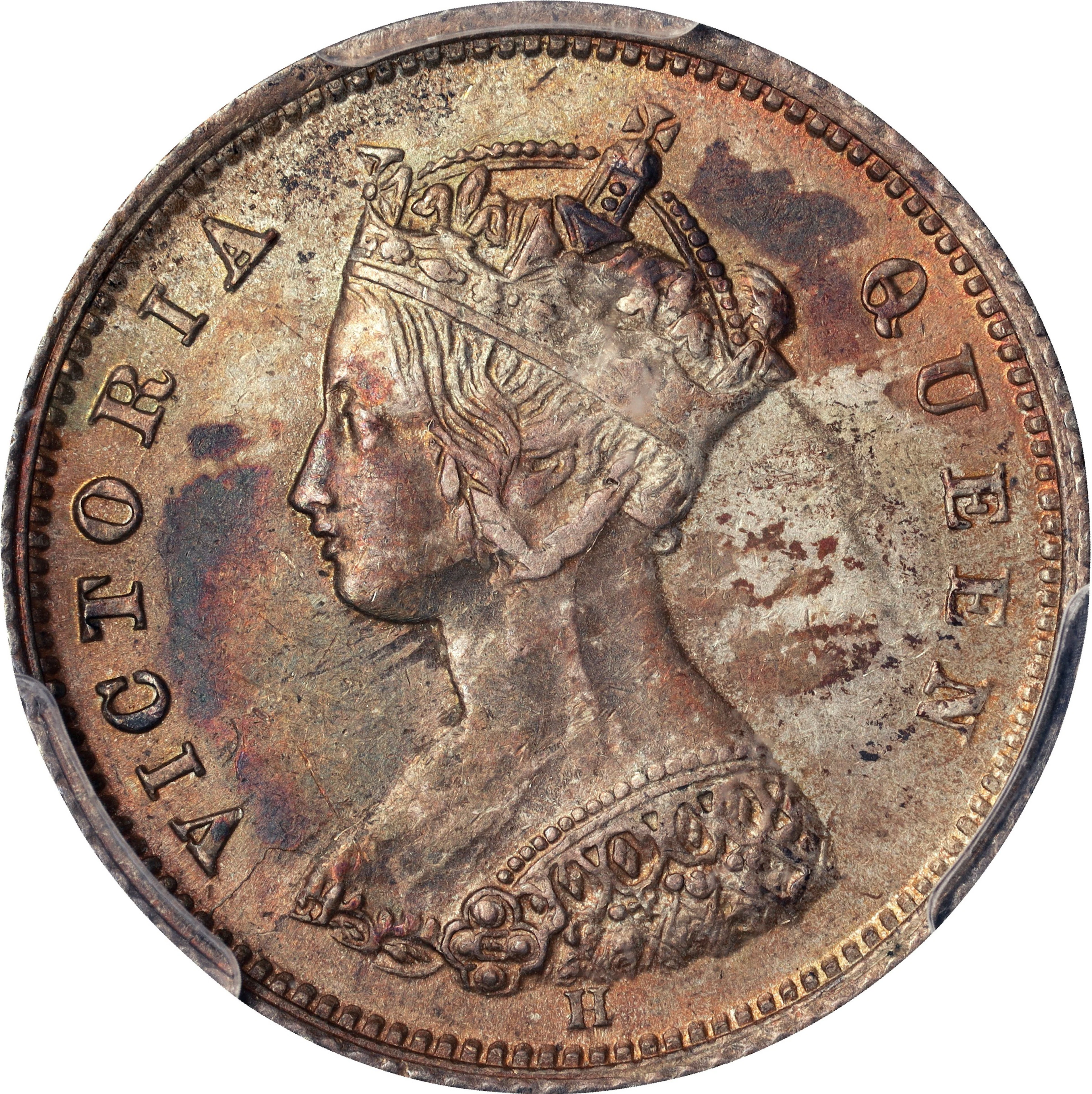 (t) HONG KONG (SAR). 10 Cents, 1872-H. Birmingham (Heaton) Mint. Victoria.