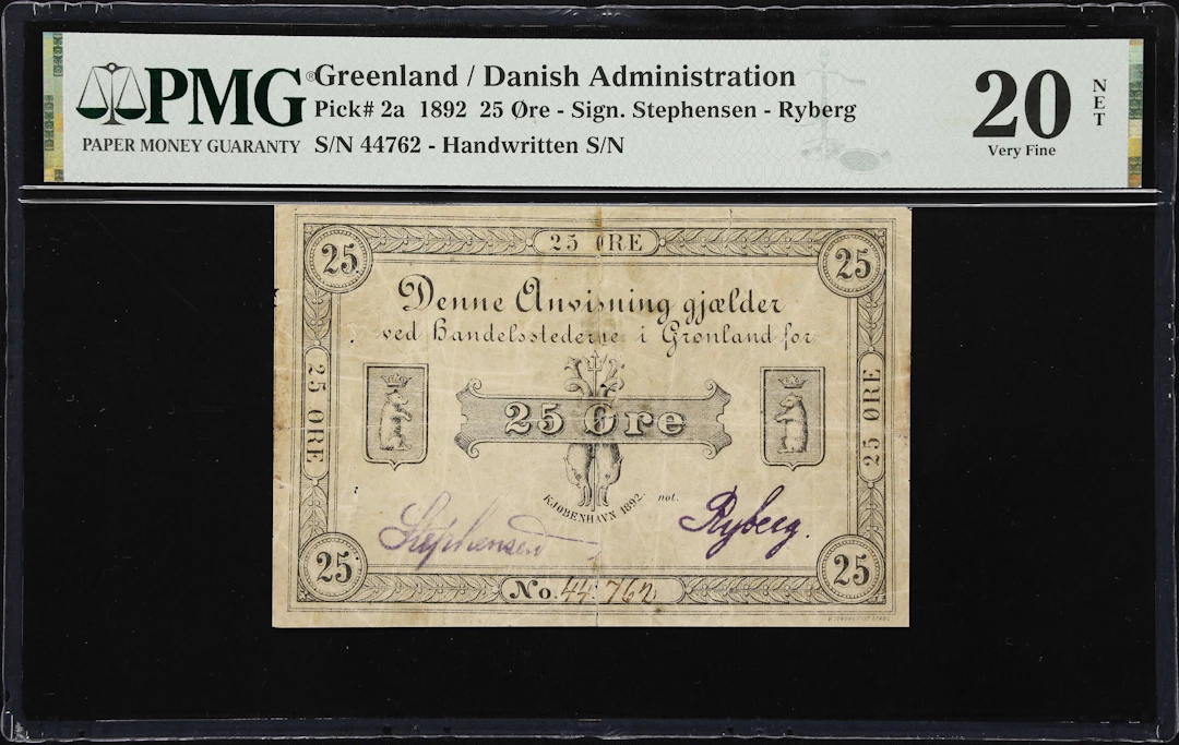 (◊) GREENLAND. Handelsstederne i Gronland. 25 Ore, 1892. P-2a. Sieg