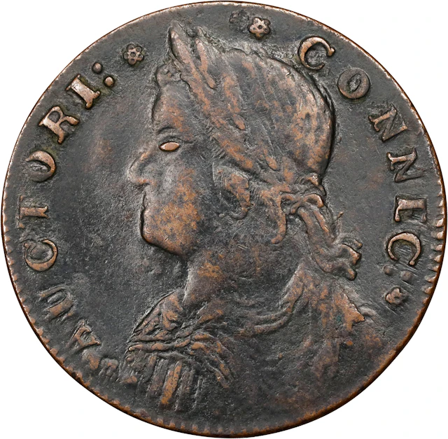 1787 Connecticut Copper. Miller 33.6-KK, W-3425. Rarity-2. Draped