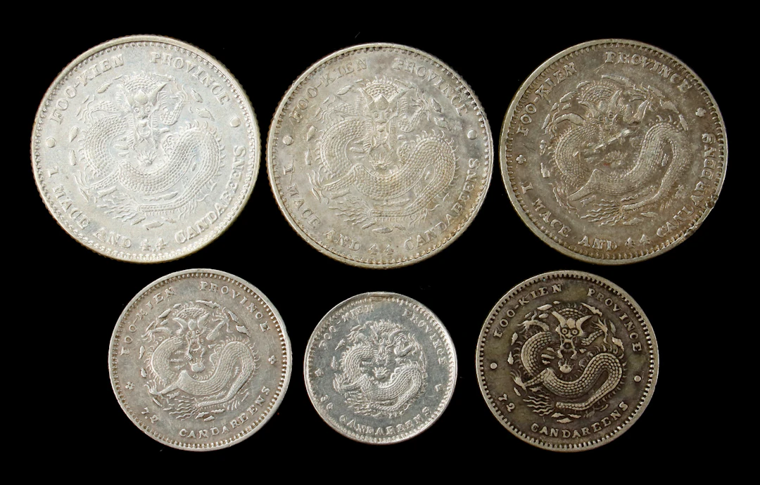 (t) CHINA. Fukien. Sextet of Silver Minors (6 Pieces), 1903-08. Average