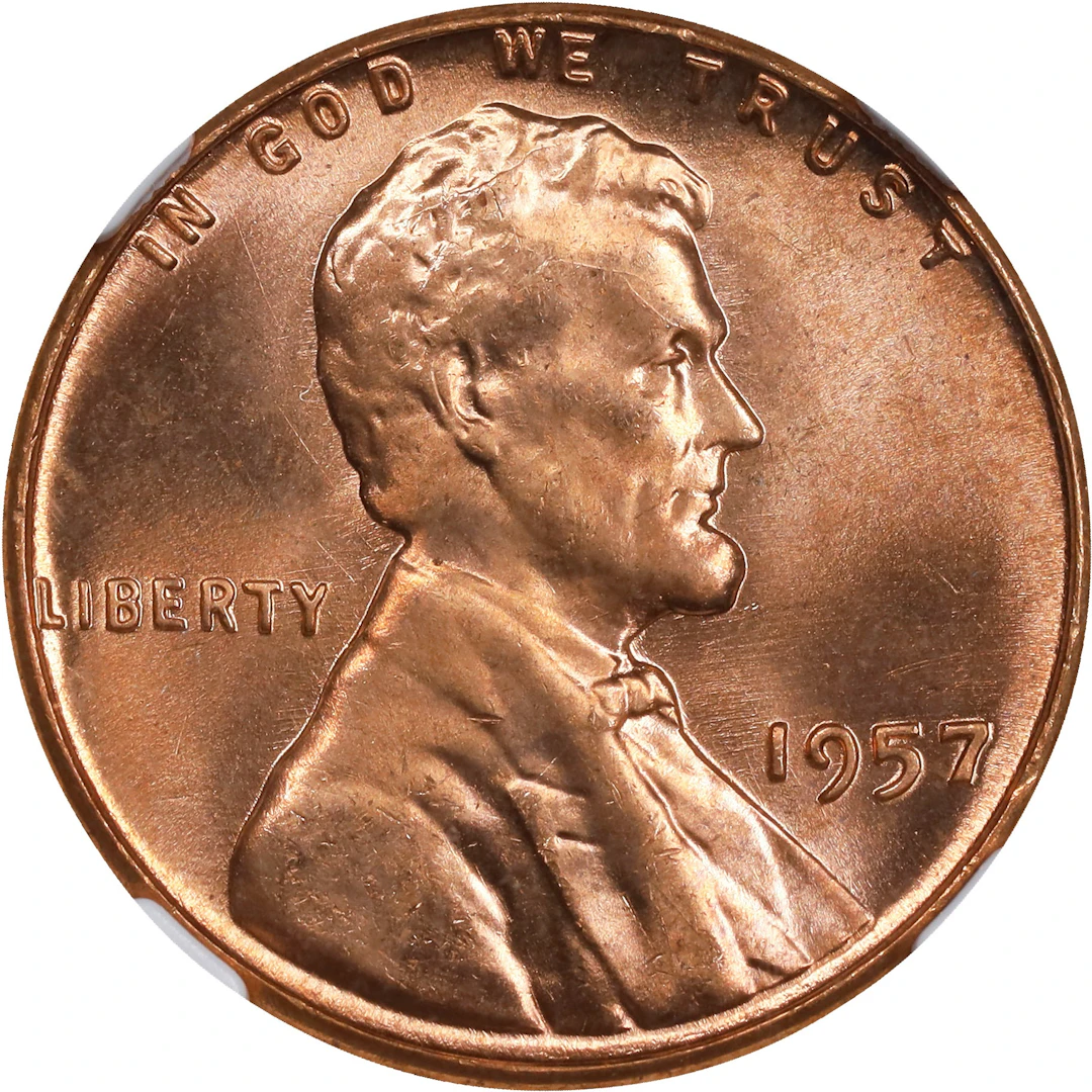 1957 Lincoln Cent. MS-67 RD (NGC).
