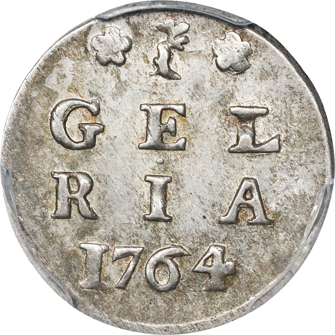 NETHERLANDS. Gelderland. Stuiver, 1764. Harderwijk Mint. PCGS MS-63.