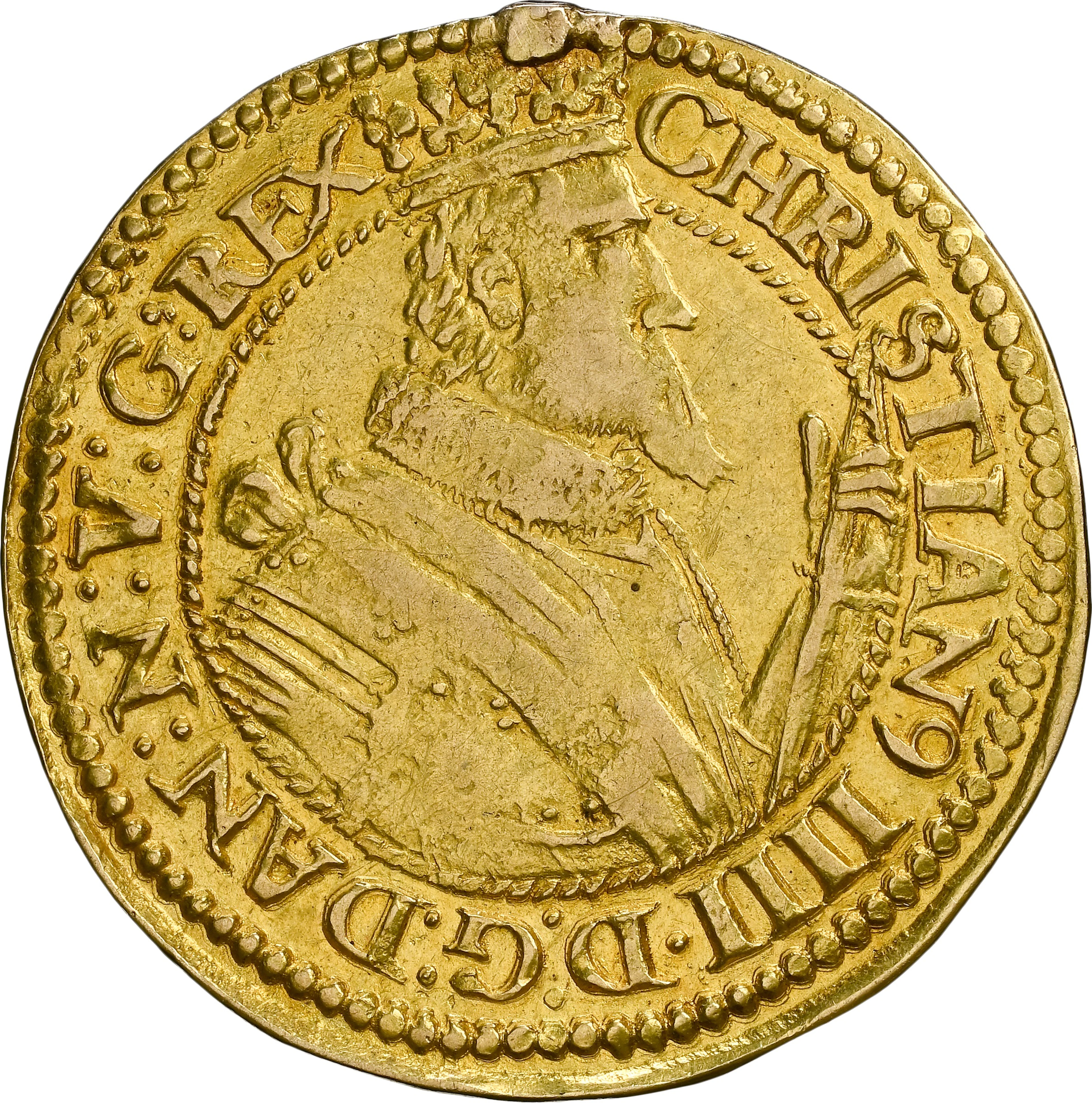 DENMARK. Rose Noble, 1611. Copenhagen Mint. Christian IV. NGC EF Details--Mount