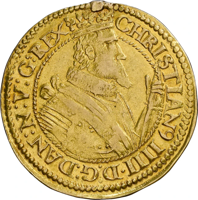 DENMARK. Rose Noble, 1611. Copenhagen Mint. Christian IV. NGC EF Details--Mount