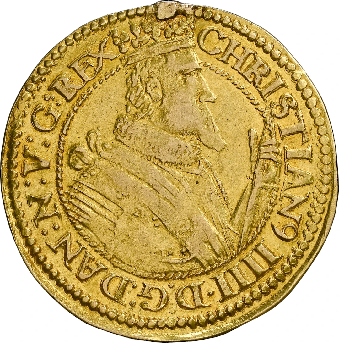 DENMARK. Rose Noble, 1611. Copenhagen Mint. Christian IV. NGC EF Details--Mount