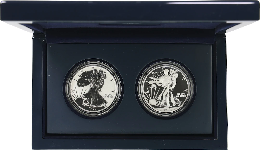 (2 oz, 62.208 g ASW). 2013-W American Silver Eagle West Point Two-Coin Set.