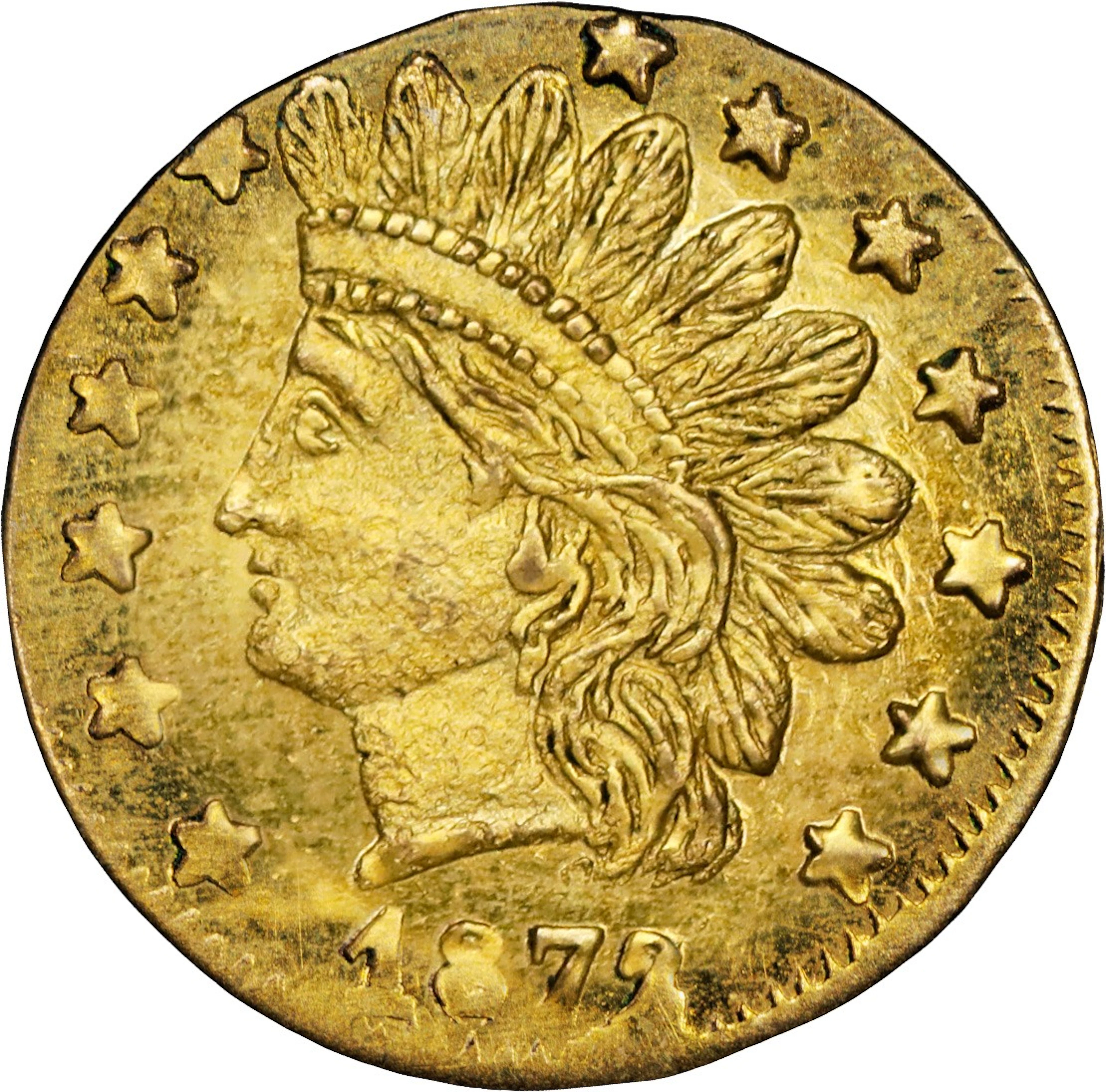 1872/1 Round 25 Cents. BG-870. Rarity-3. Indian Head. MS-65 (PCGS).