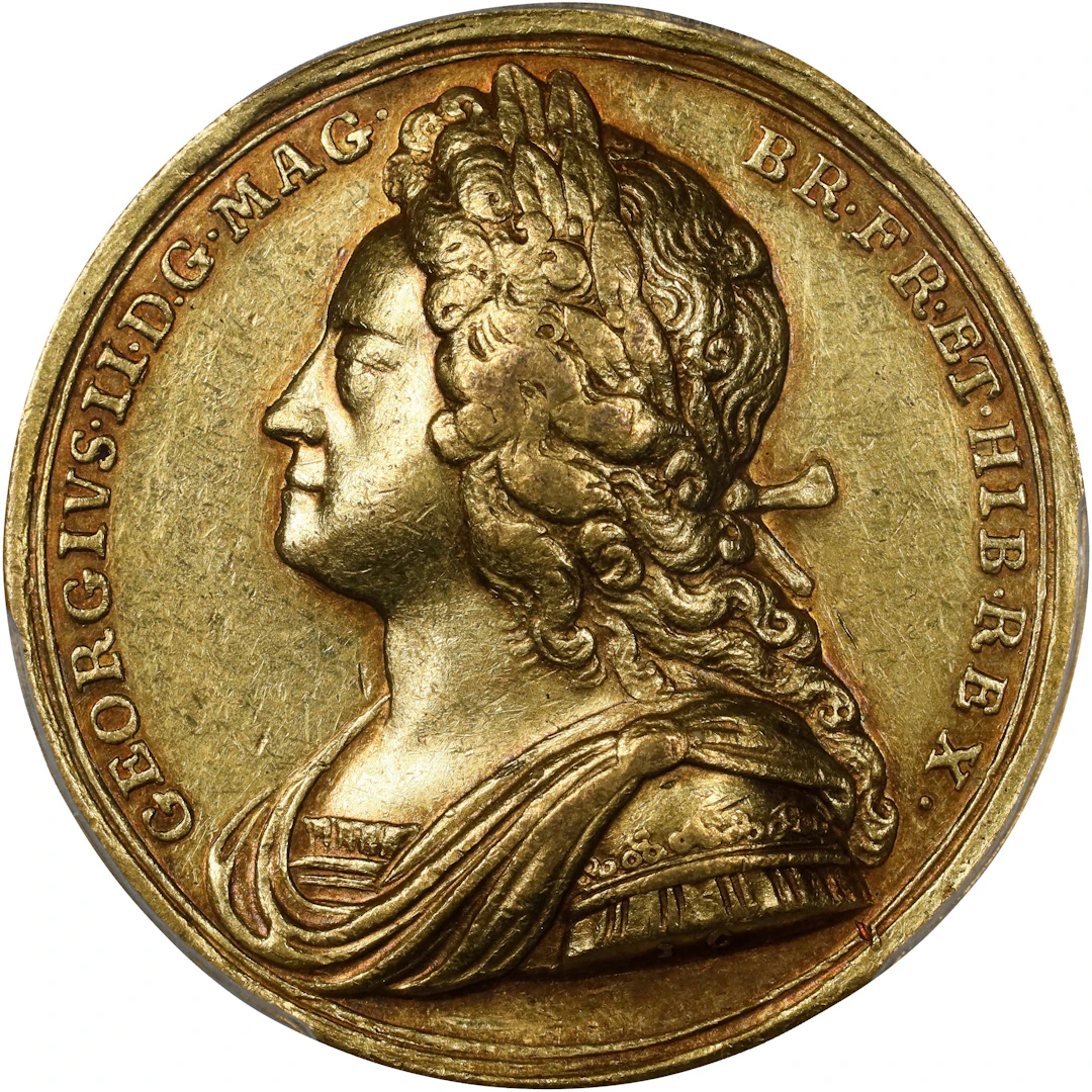 GREAT BRITAIN. George II Coronation Gold Medal, 1727. London Mint. PCGS AU-50.