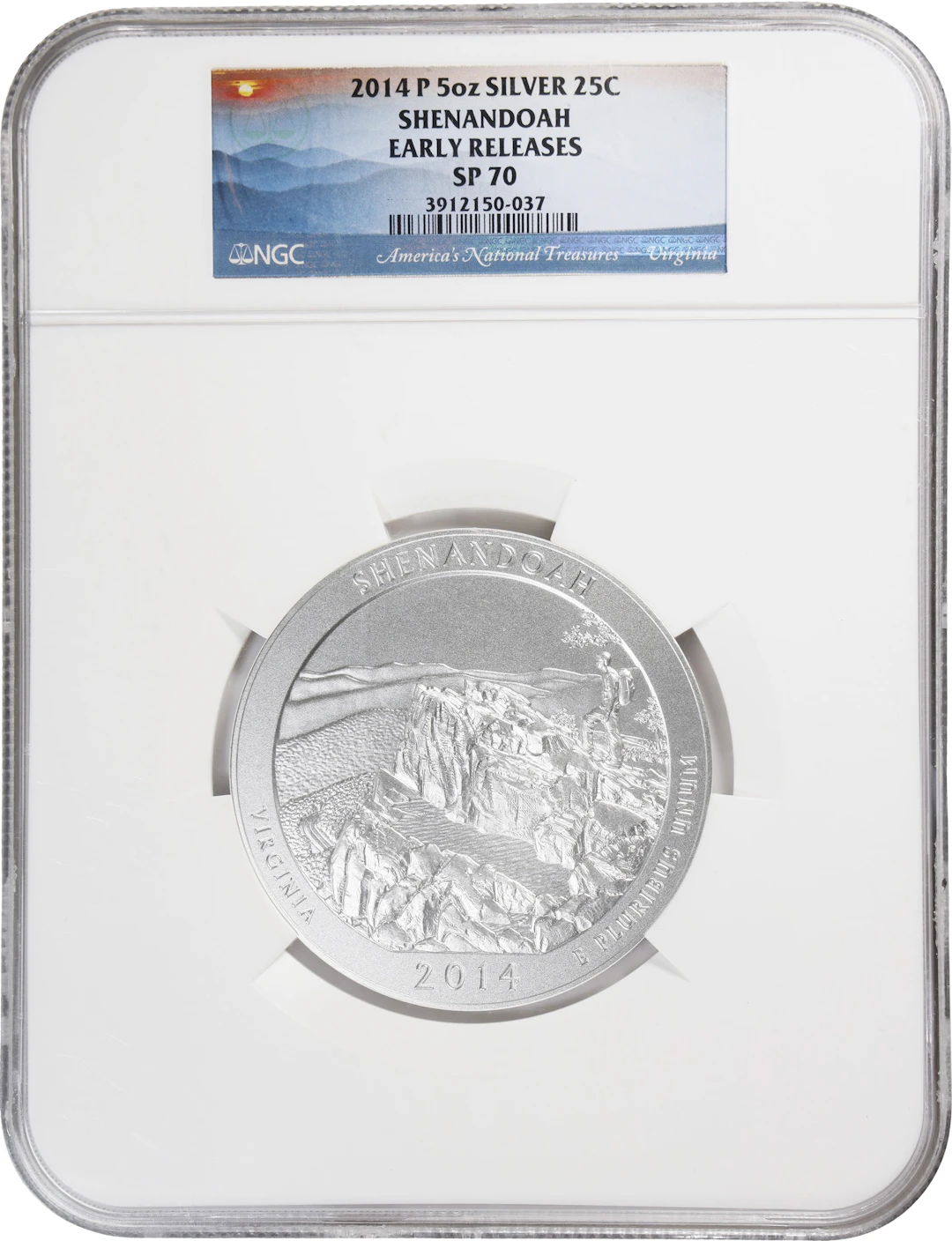 (5 oz, 155.52 g ASW). 2014-P Shenandoah America the Beautiful 5 oz