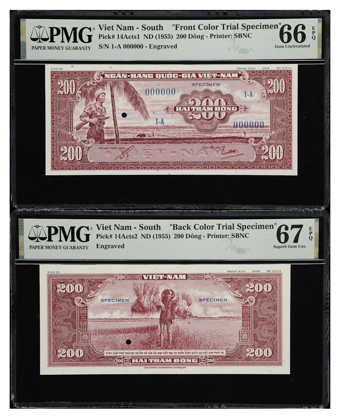 VIETNAM, SOUTH. Lot of (2). National Bank of Vietnam. 200 Dong, ND