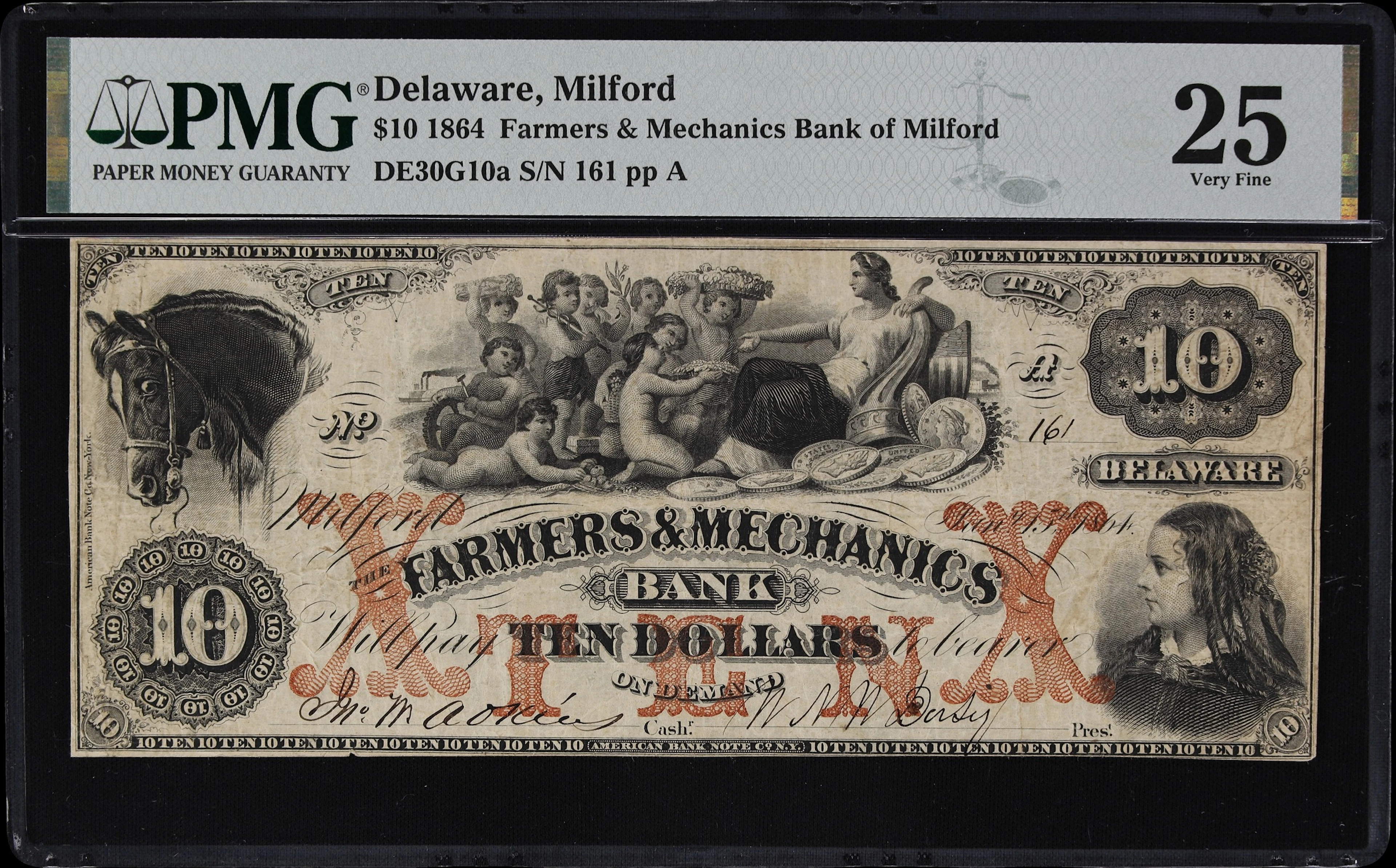 Milford, Delaware. Farmers & Mechanics Bank of Milford. 1864 $10.