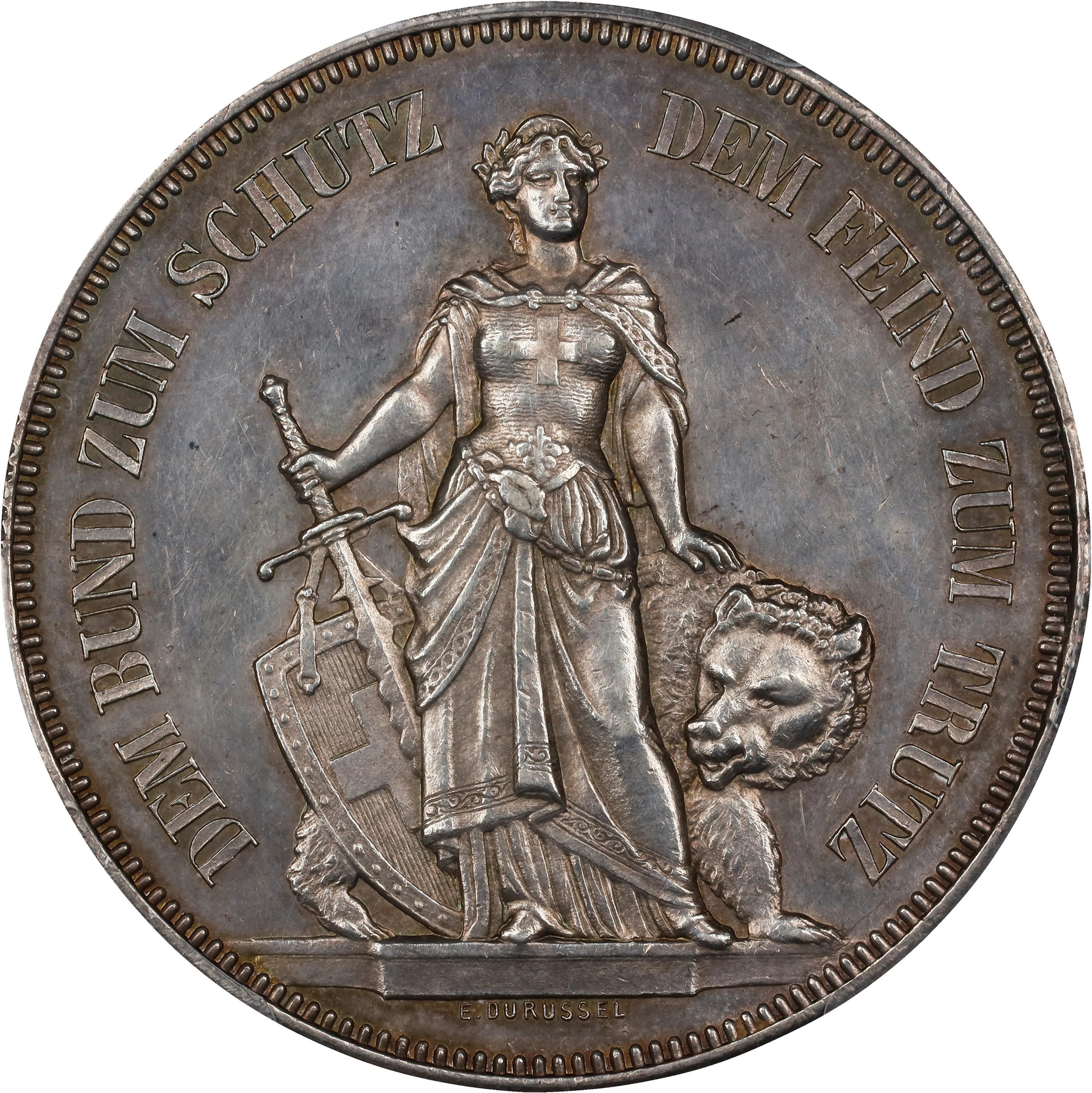 SWITZERLAND. Bern Shooting Festival 5 Francs, 1885. PCGS MS-61.
