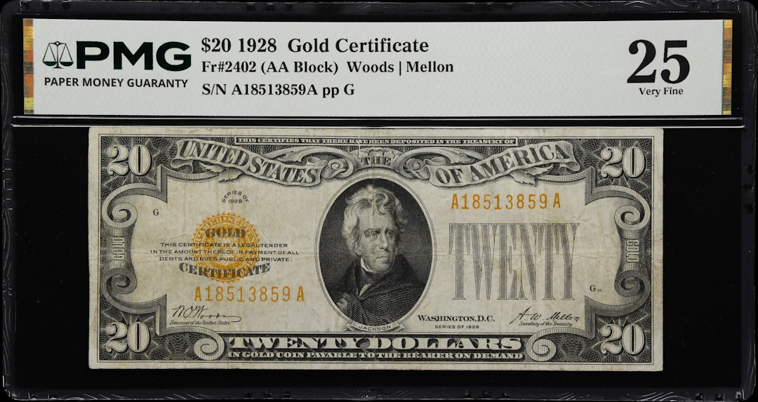 Fr. 2402. 1928 $20 Gold Certificate. PMG Very Fine 25.