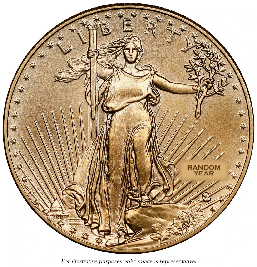 (0.5 oz, 15.55 g AGW). American Gold Eagle $25.