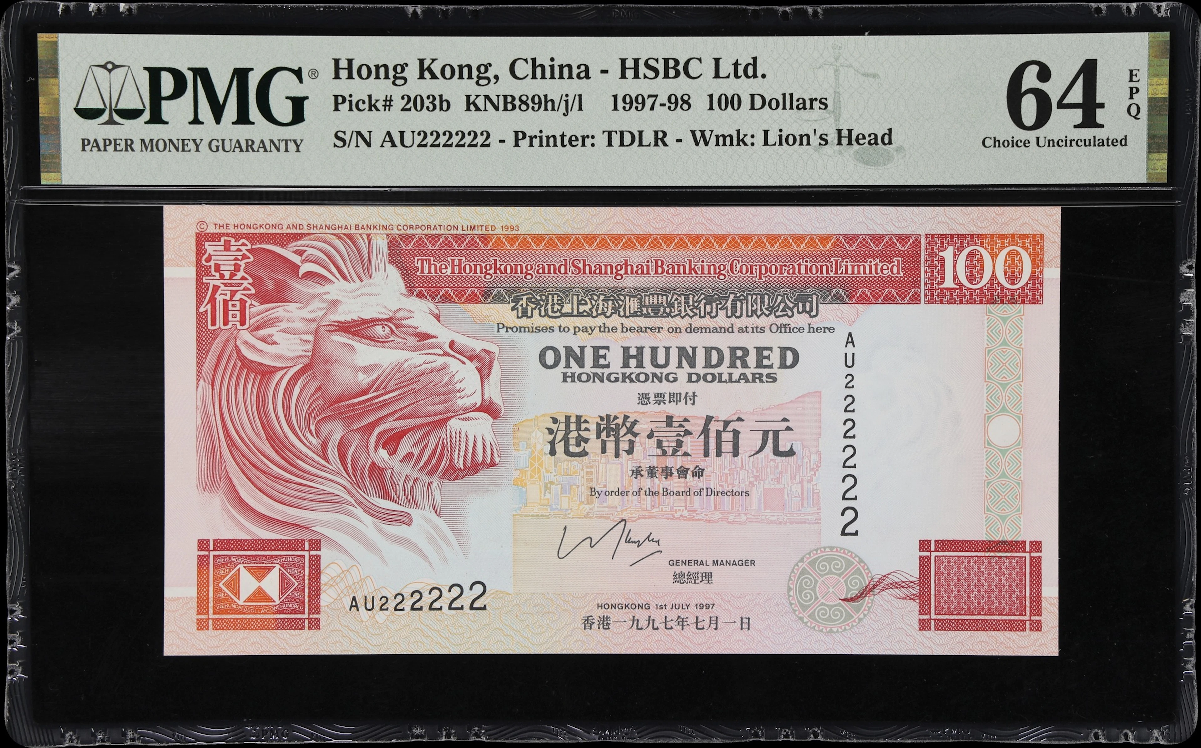 (t) HONG KONG (SAR). Hong Kong & Shanghai Banking Corporation. 100