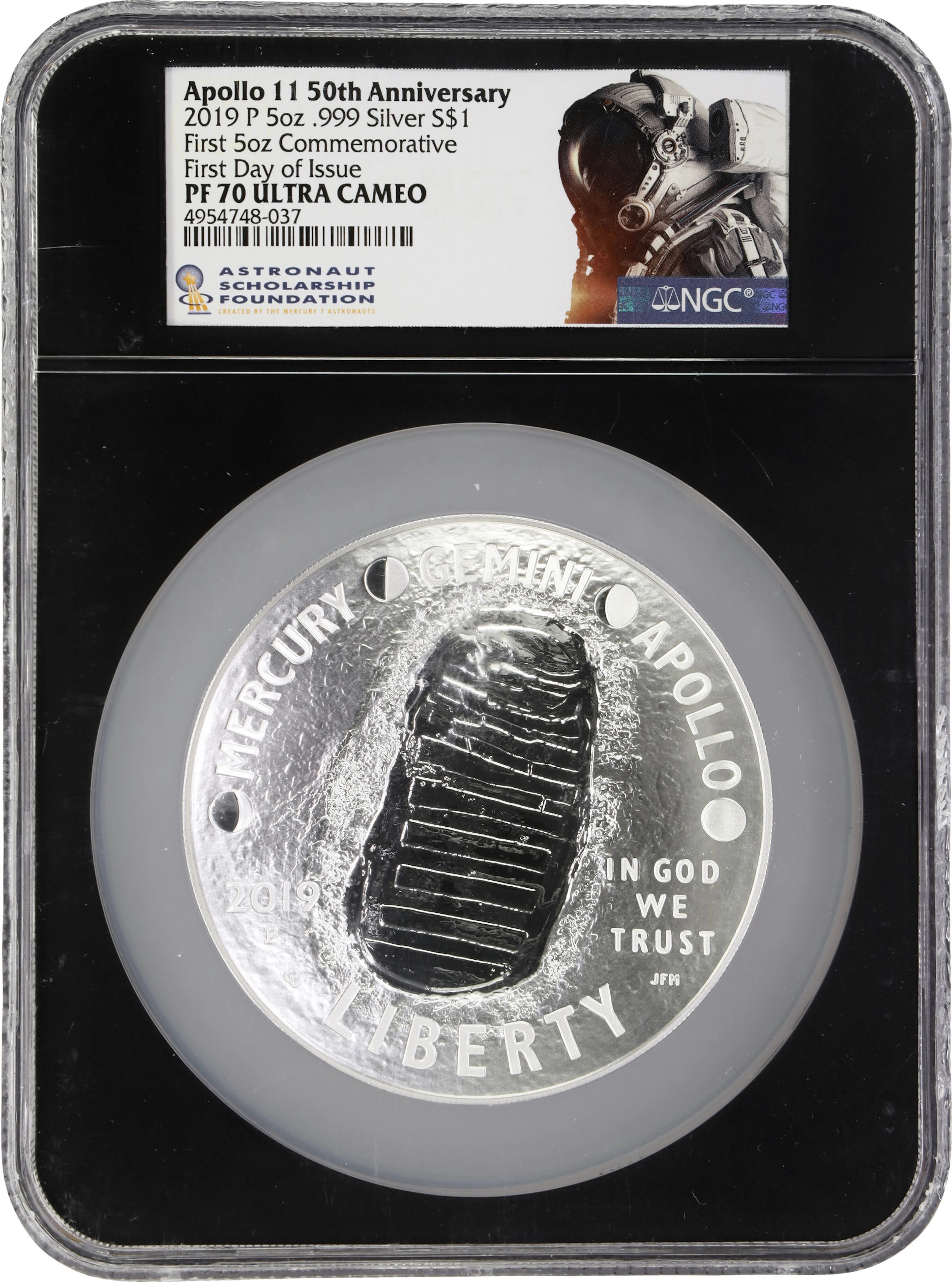 (5 oz, 155.52 g ASW). 2019-P Apollo 11 50th Anniversary 5 oz U.S.
