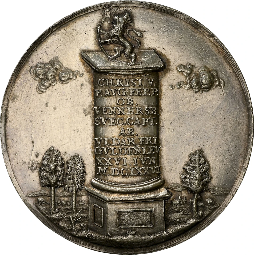 DENMARK. Conquest of Vänersborg Silver Medal, 1676. Christian V. NGC