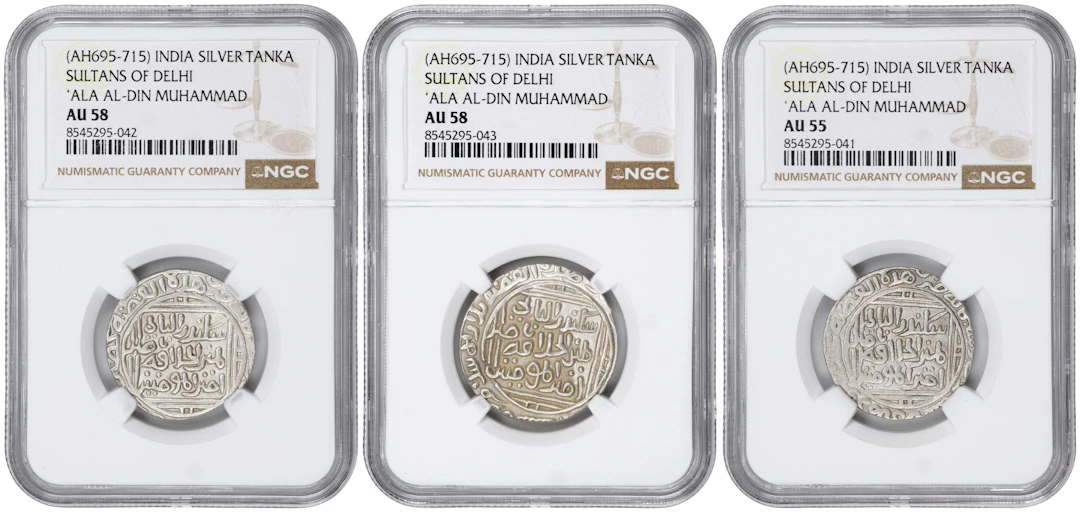 INDIA. Delhi Sultanate. Trio of Silver Tankas (3 Pieces), ND (AH 695-715