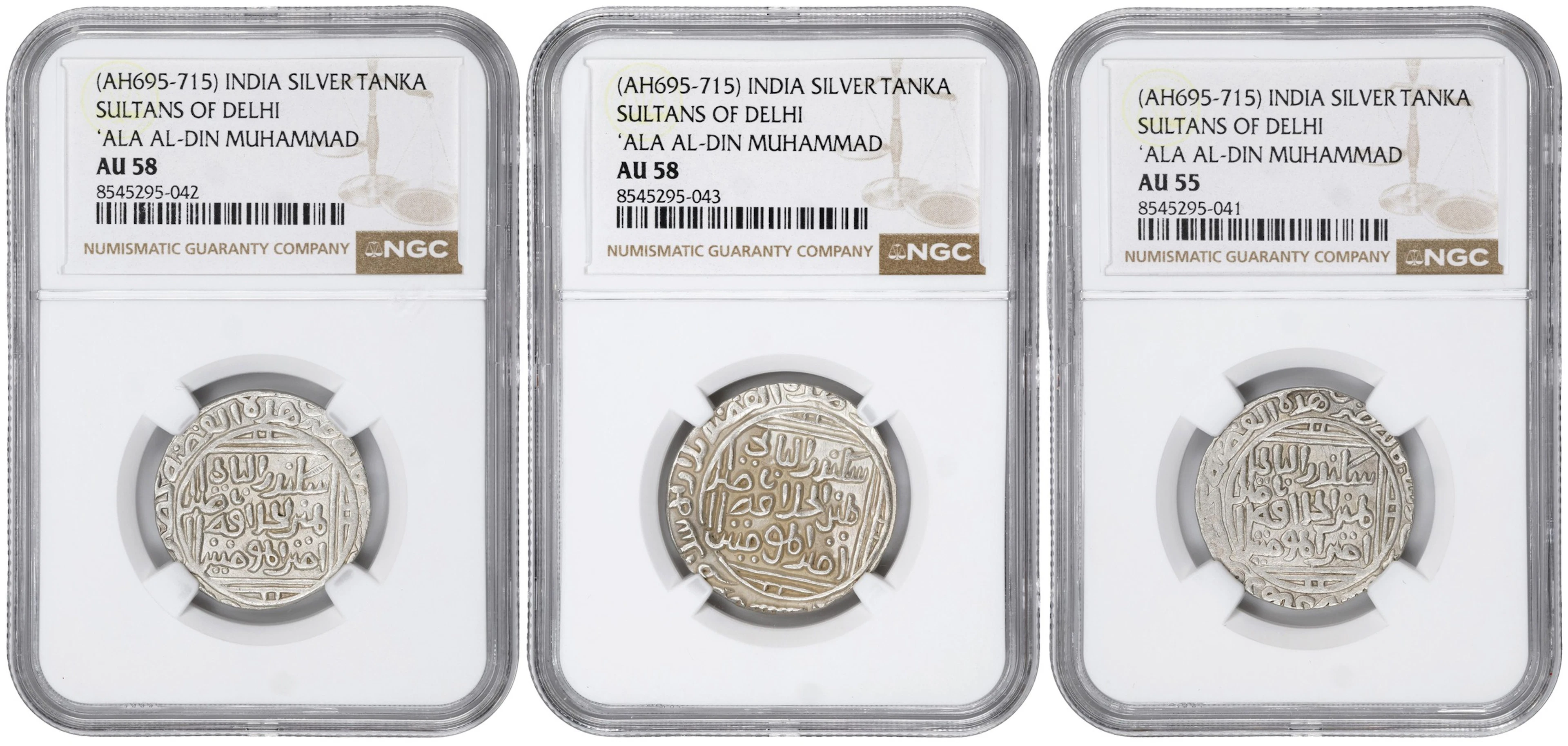 INDIA. Delhi Sultanate. Trio of Silver Tankas (3 Pieces), ND (AH 695-715