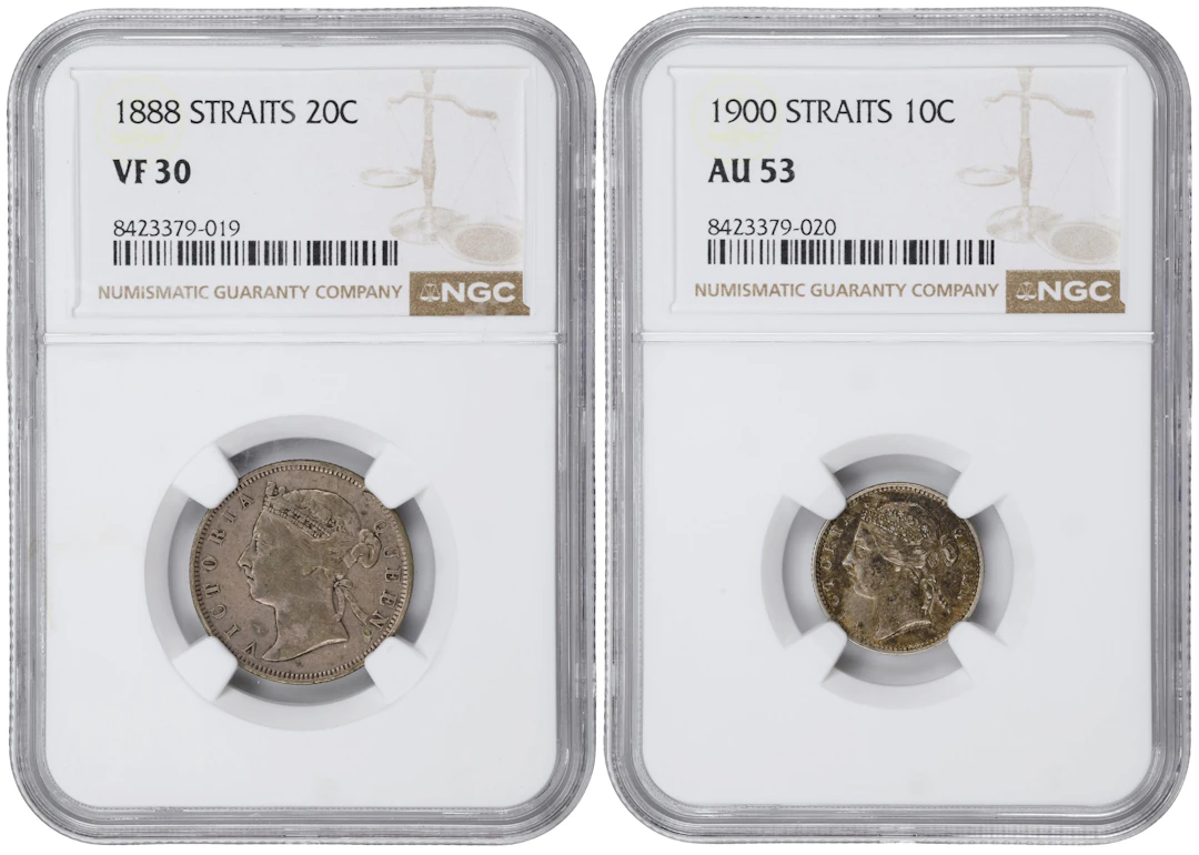 STRAITS SETTLEMENTS. Duo of Minor Denominations (2 Pieces), 1888 &