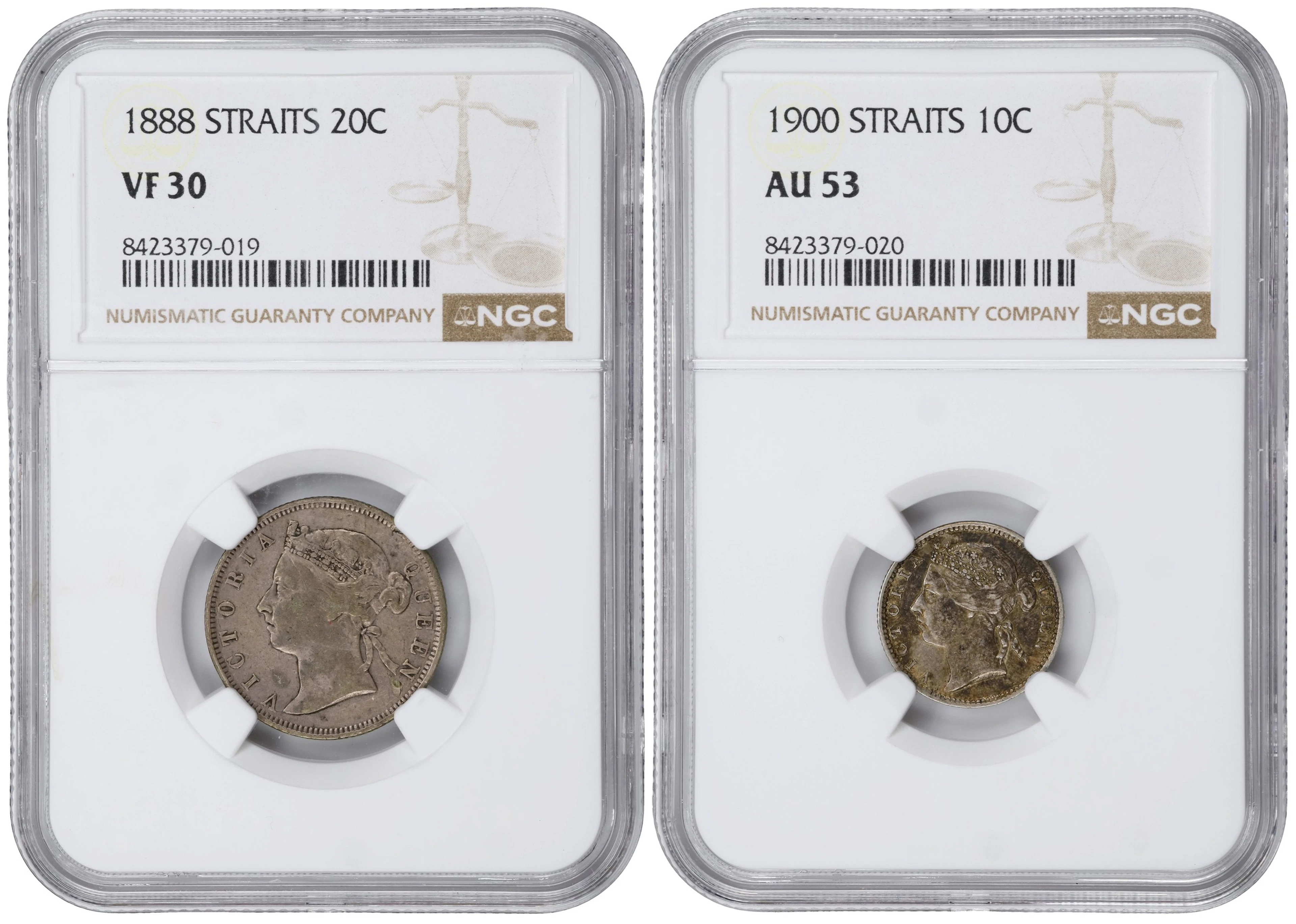 STRAITS SETTLEMENTS. Duo of Minor Denominations (2 Pieces), 1888 &