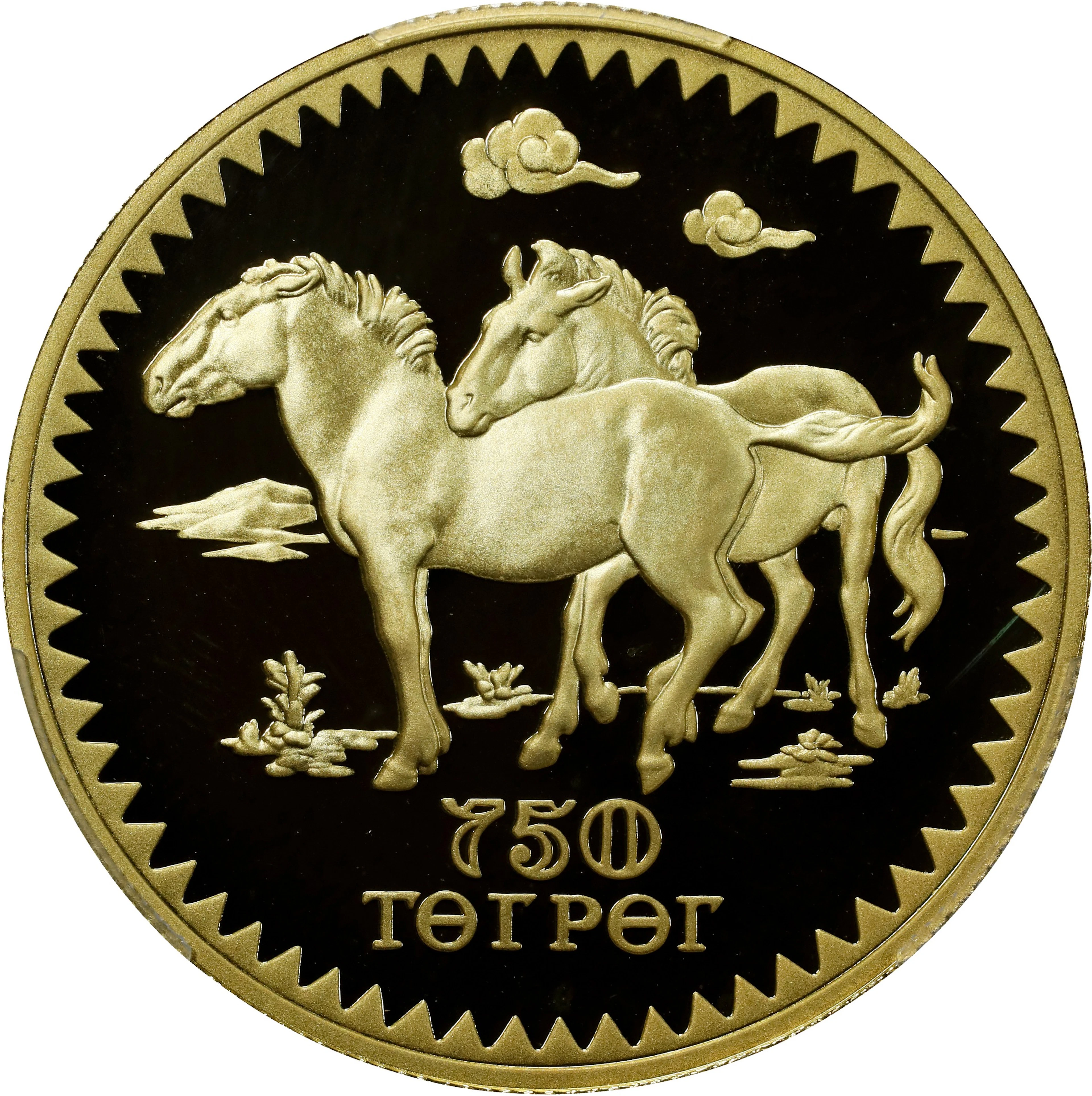 MONGOLIA. 750 Tugrik, 1976. Llantrisant Mint. PCGS PROOF-69 Deep Cameo.