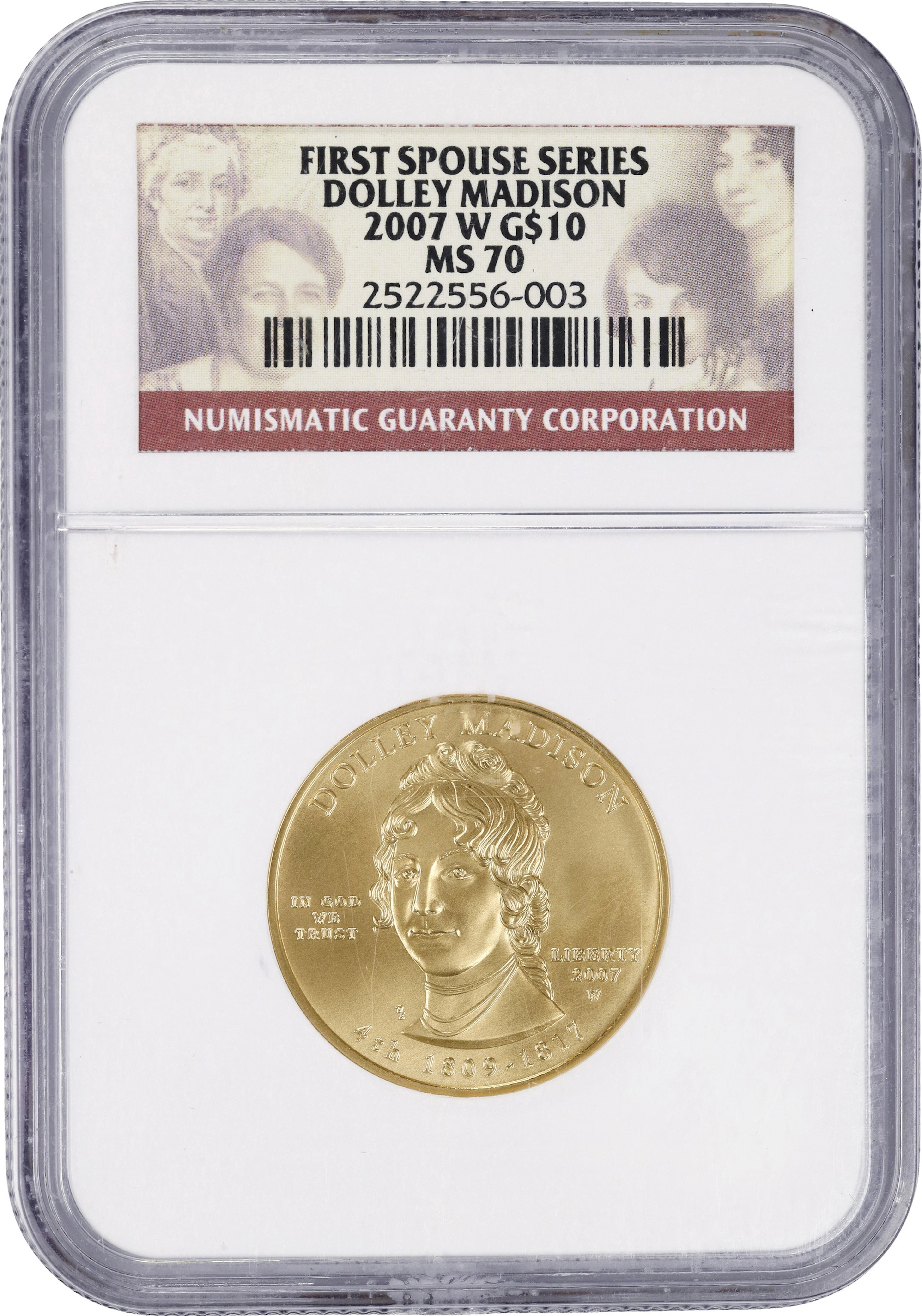 (0.5 oz, 15.552 g AGW). 2007-W Dolley Madison First Spouse Series