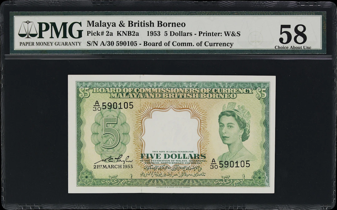 MALAYA AND BRITISH BORNEO. Board of Commissioners of Currency. 5 Dollars