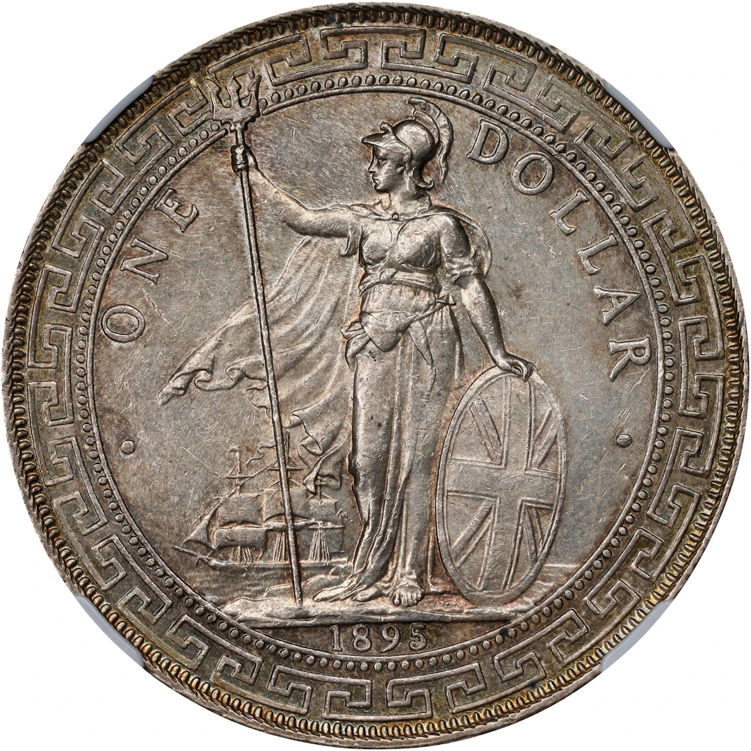 GREAT BRITAIN. Trade Dollar, 1895. London Mint. Victoria. NGC AU-58.