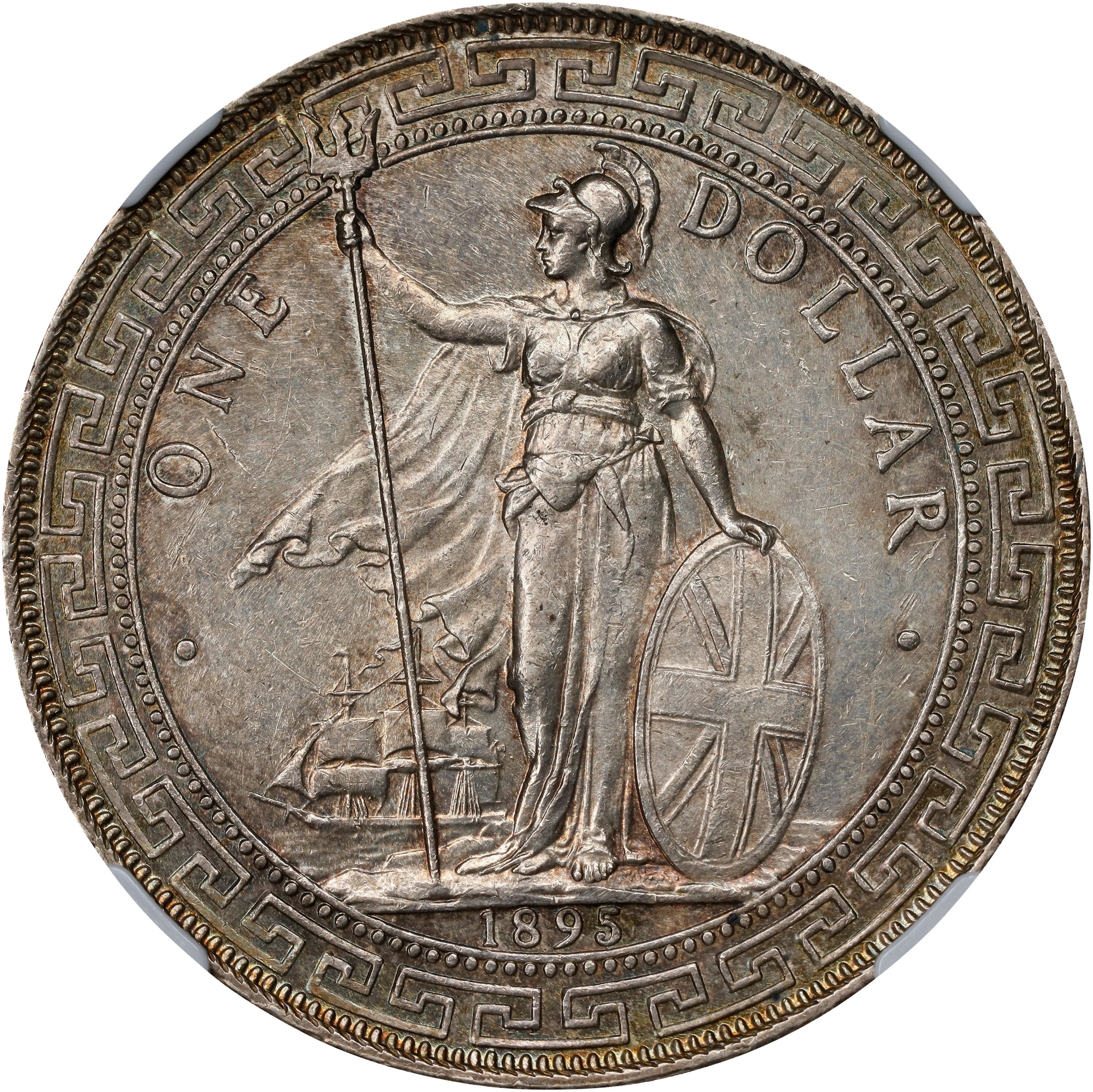 GREAT BRITAIN. Trade Dollar, 1895. London Mint. Victoria. NGC AU-58.