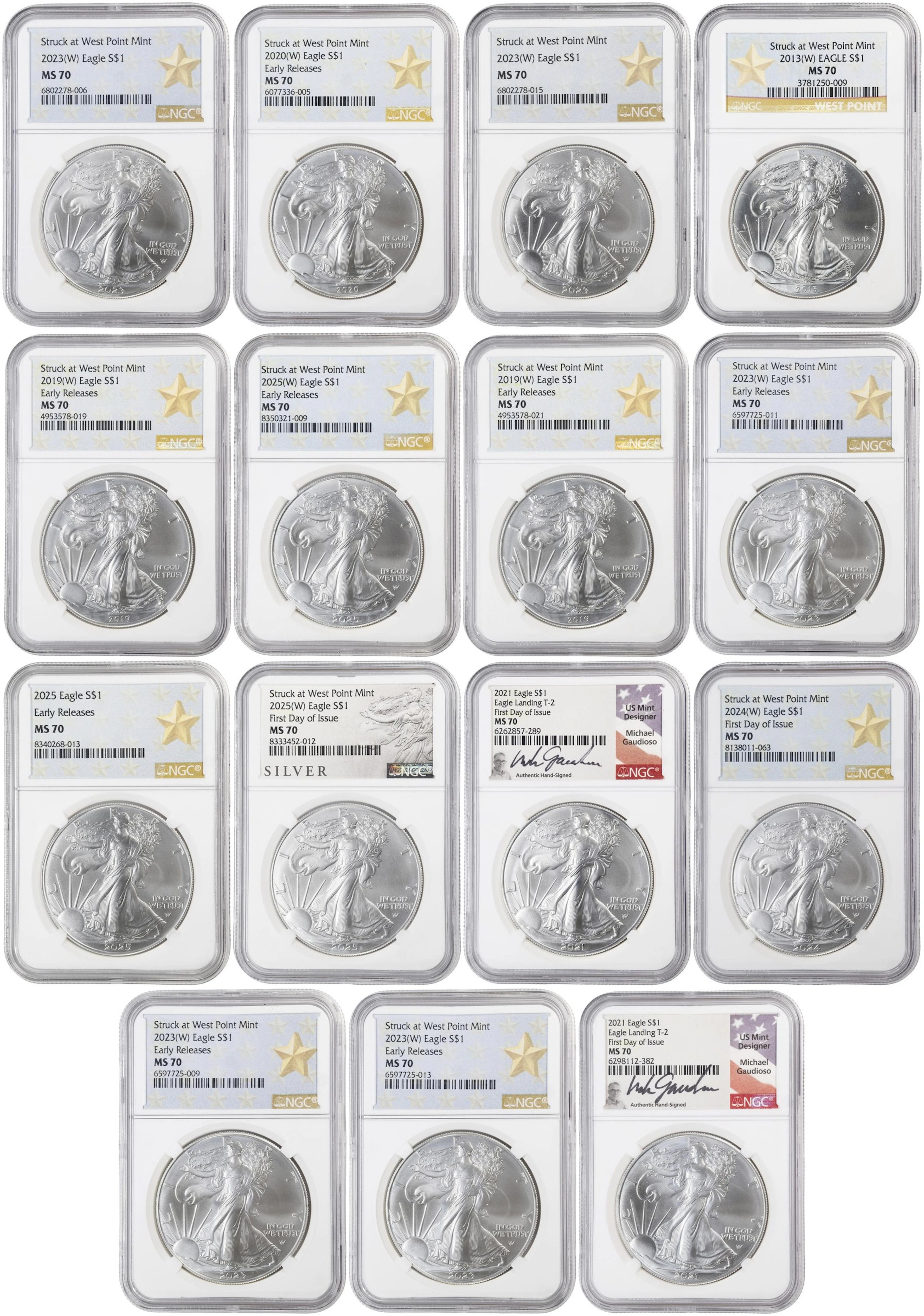 (15 oz, 466.56 g ASW). Lot of (15) Mixed Date American Silver Eagles.
