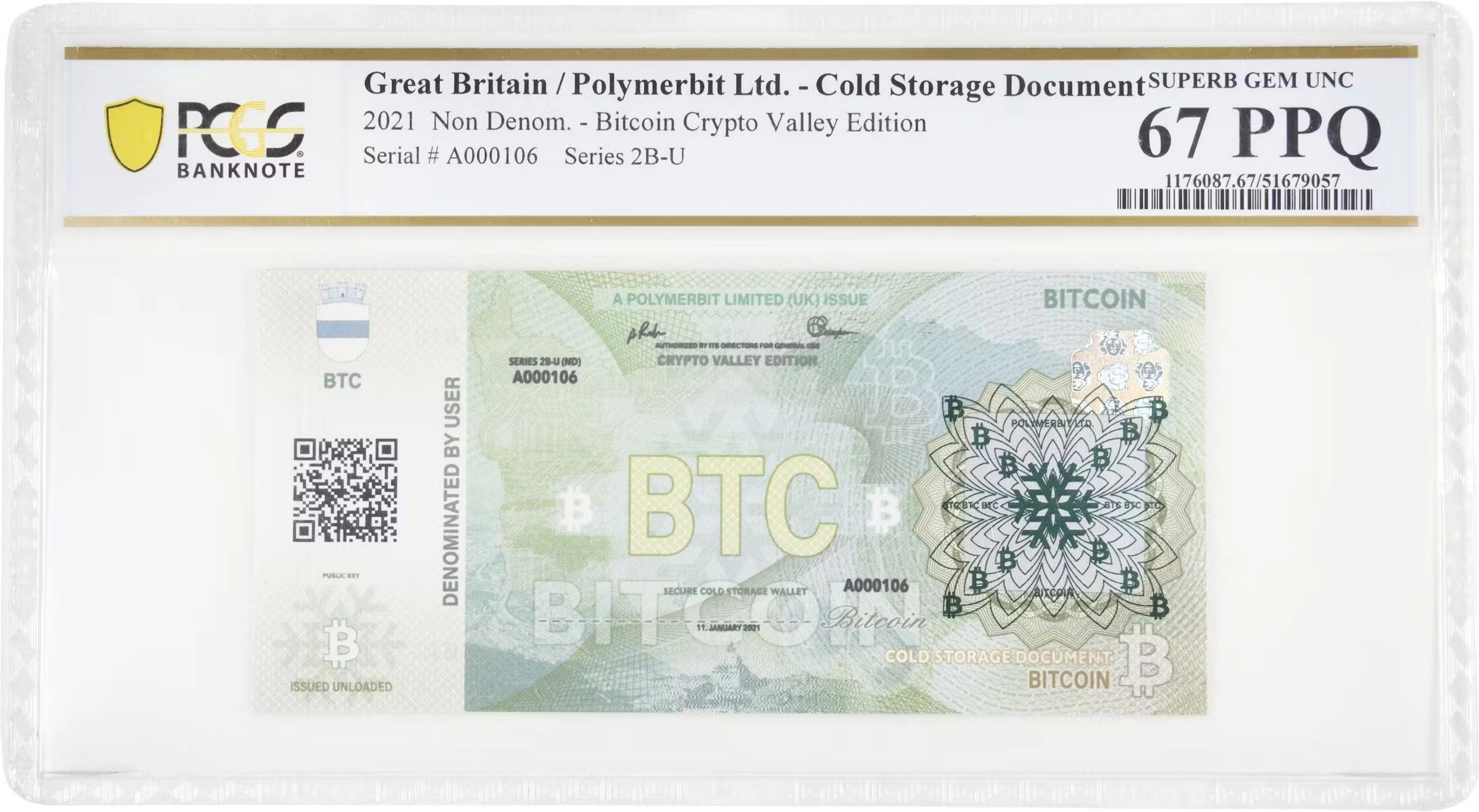 2021 Polymerbit 0.002 Bitcoin Banknote. Loaded. Crypto Valley Edition.