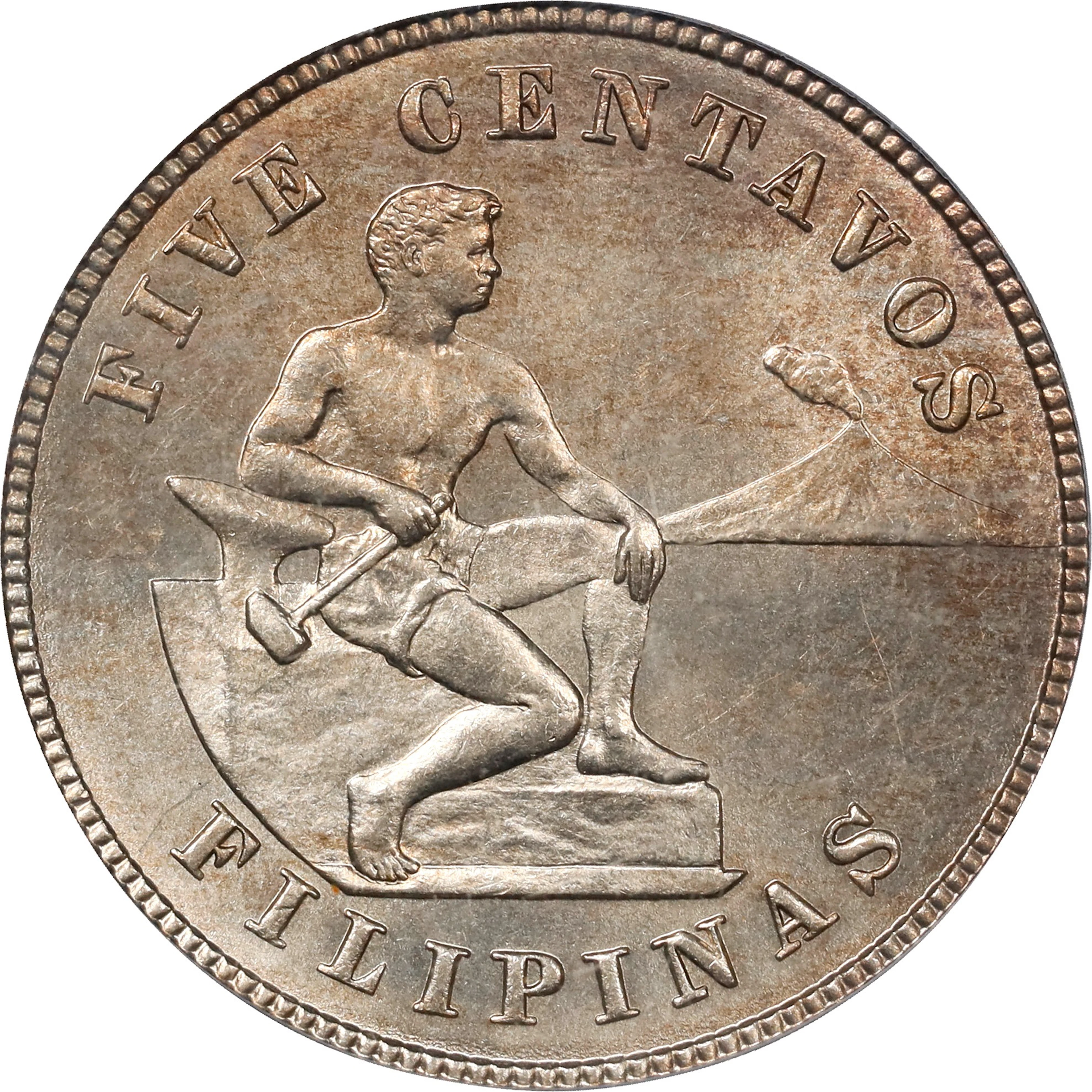 PHILIPPINES. 5 Centavos, 1928-M. Manila Mint. PCGS MS-64.