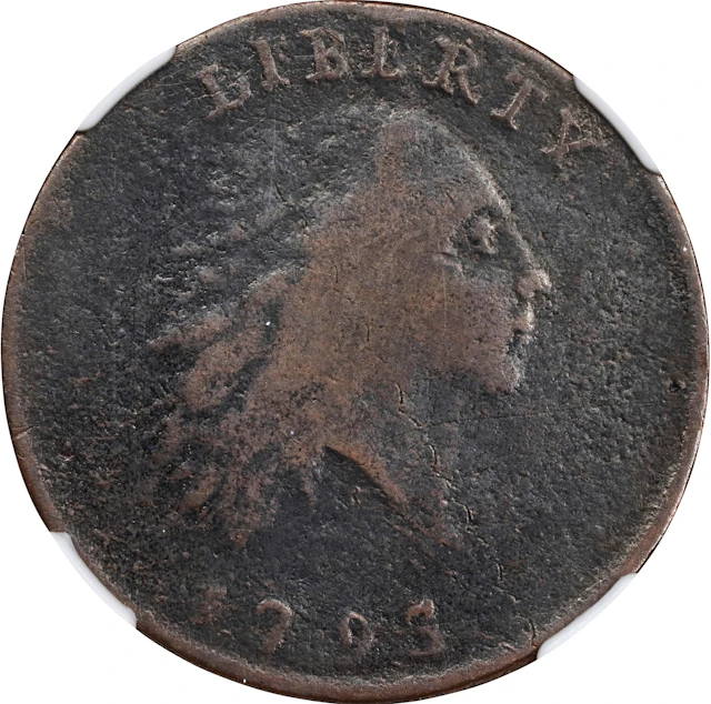 1793 Flowing Hair Cent. Chain Reverse. S-2, B-2. Rarity-4+. AMERICA