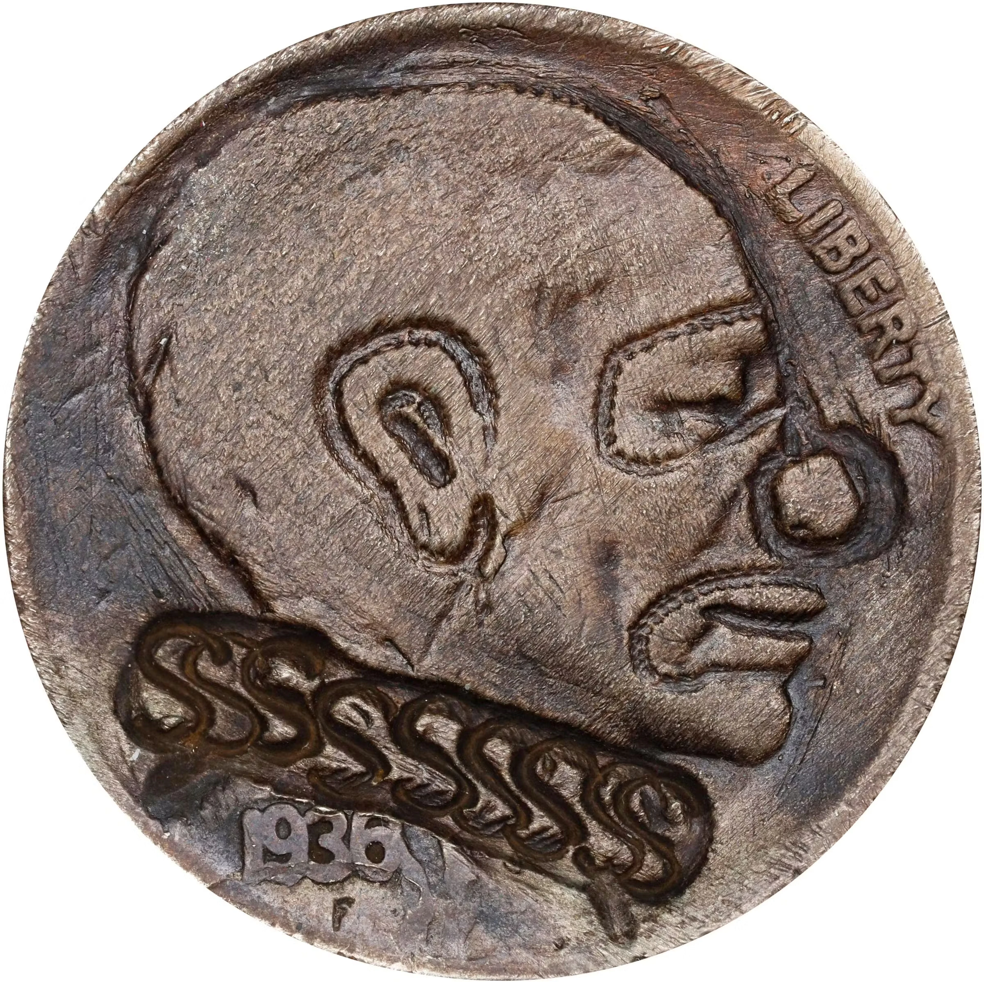Clown Hobo Nickel. By Bo. Quality of Work: Average. Host coin: 1936.