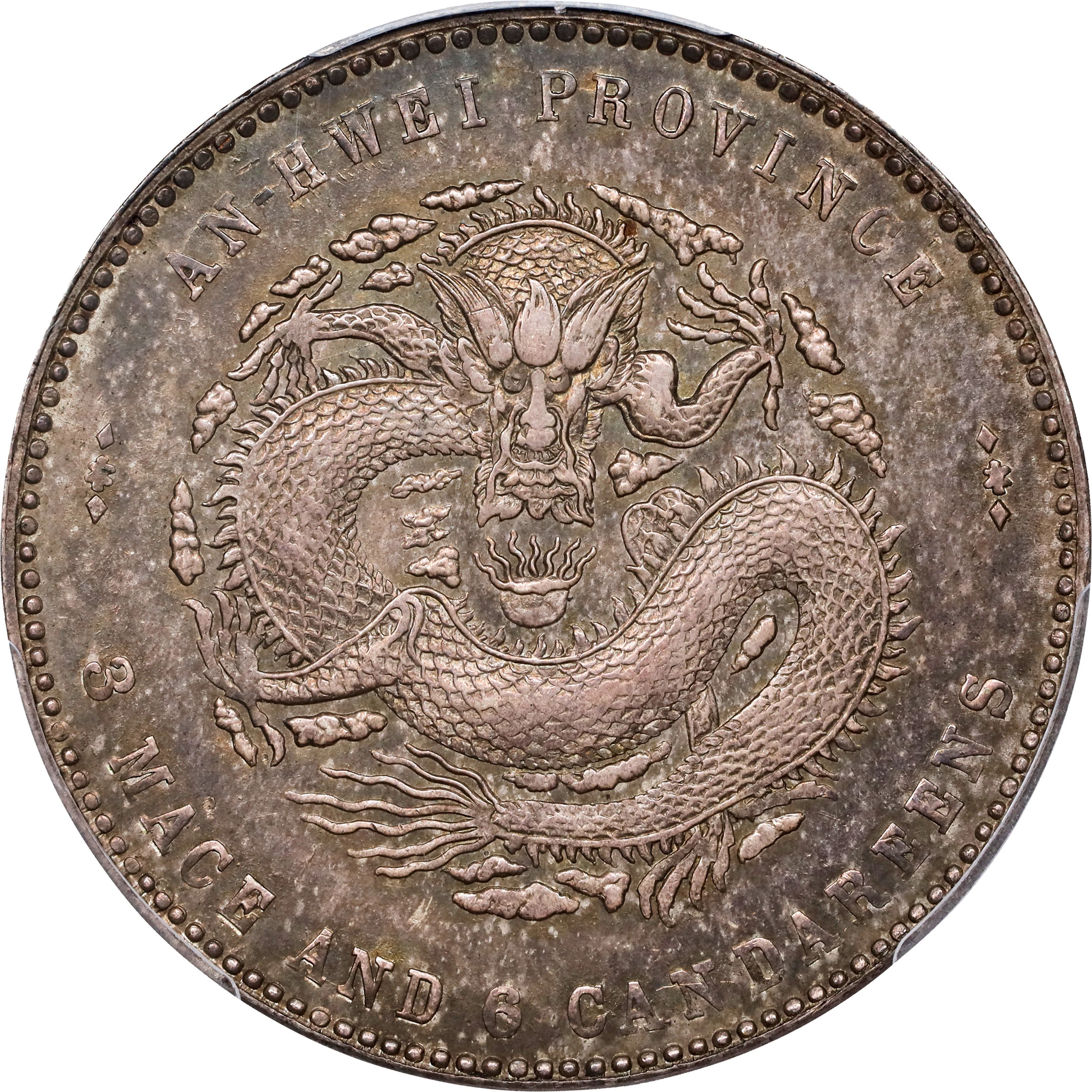 (t) CHINA. Anhwei. 3 Mace 6 Candareens (50 Cents), Year 24 (1898)-ASTC.