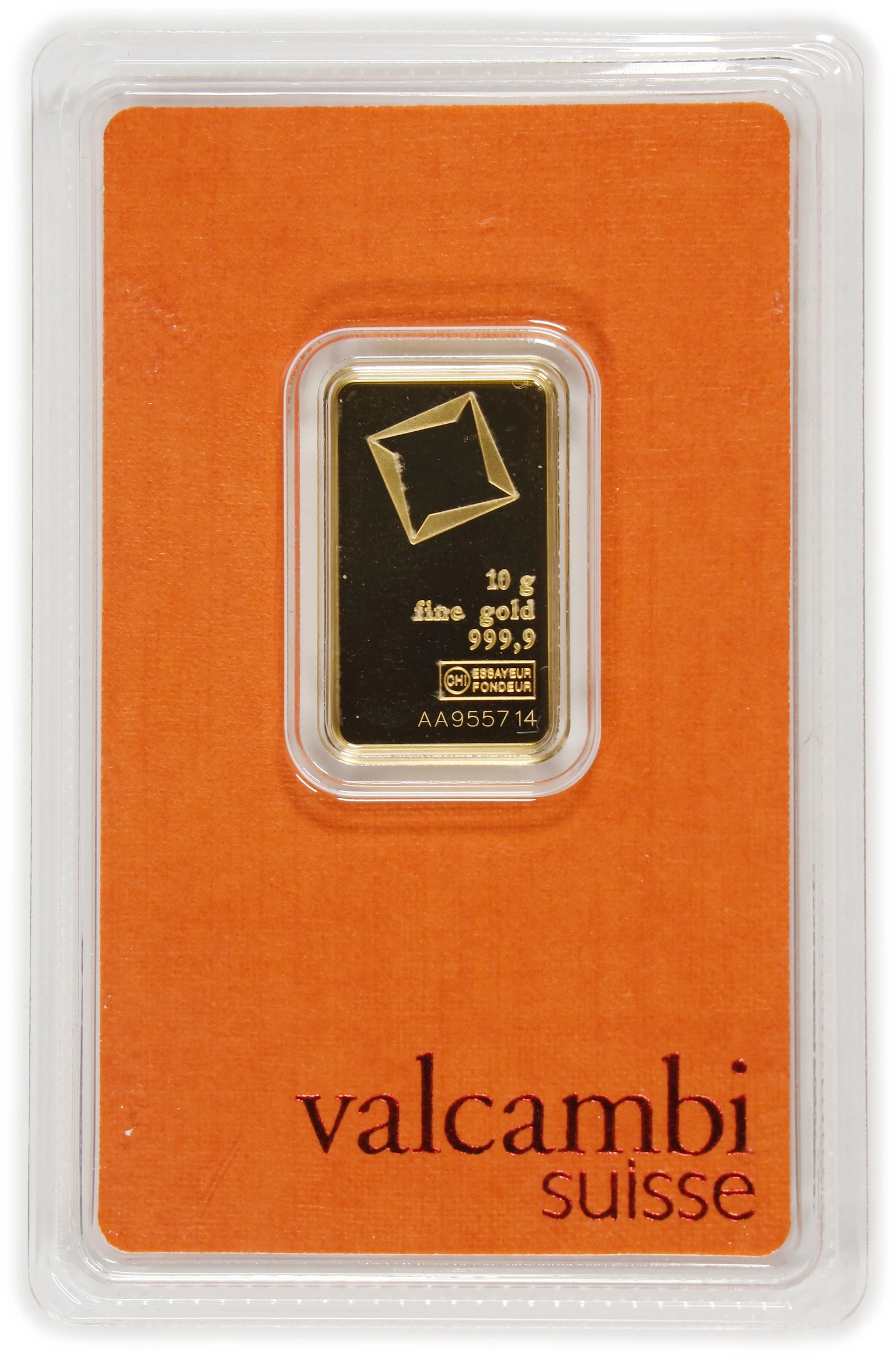 (0.322 oz, 10 g AGW). Valcambi Suisse 10 gram Gold Bar.