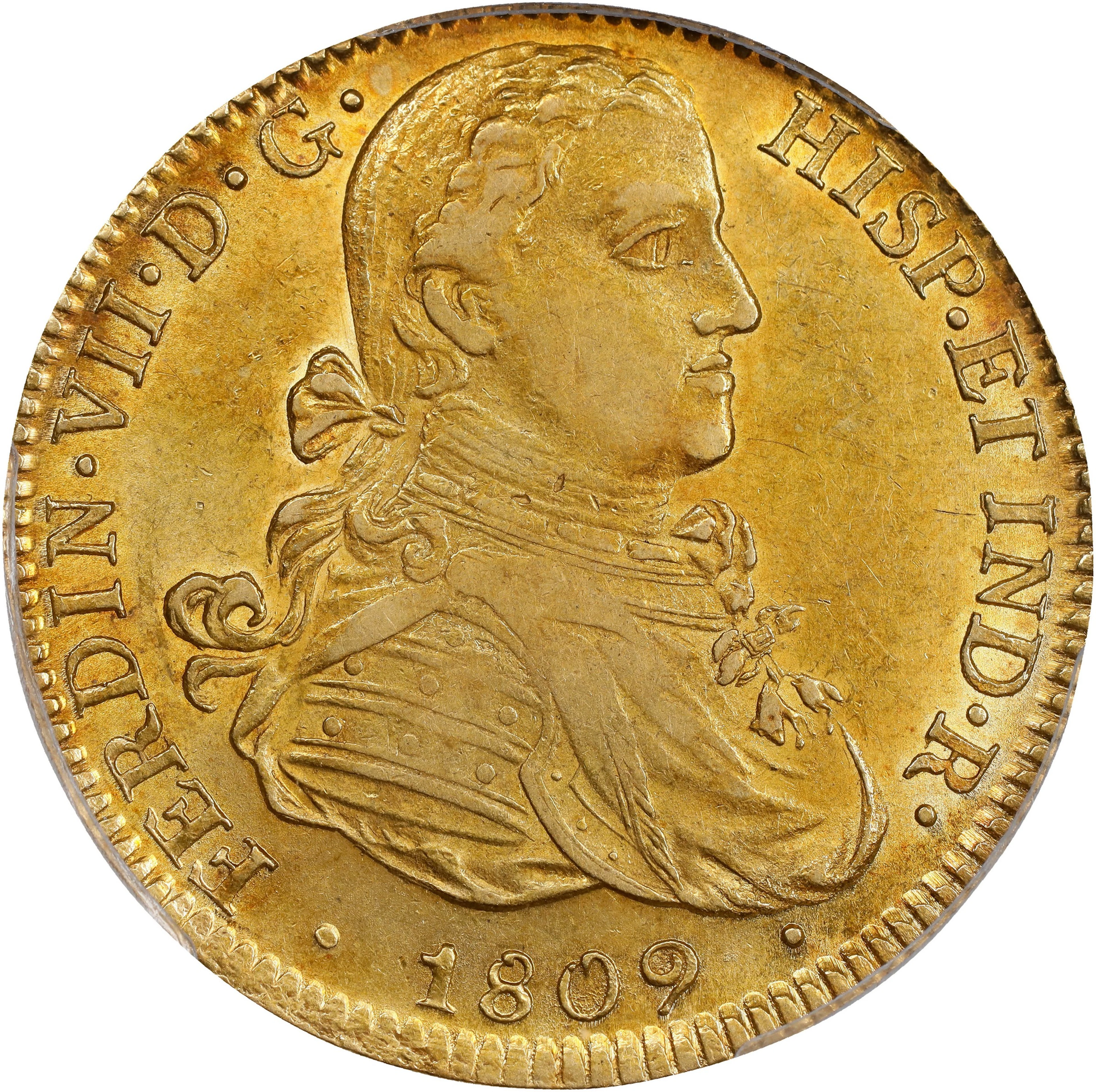 MEXICO. 8 Escudos, 1809-Mo HJ. Mexico City Mint. Ferdinand VII. PCGS AU-55.