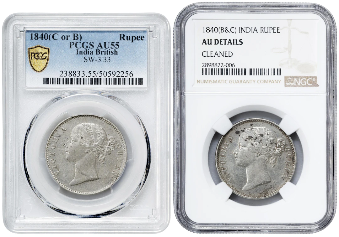 INDIA. British East India Company. Duo of Rupees (2 Pieces), 1840-(B&C).